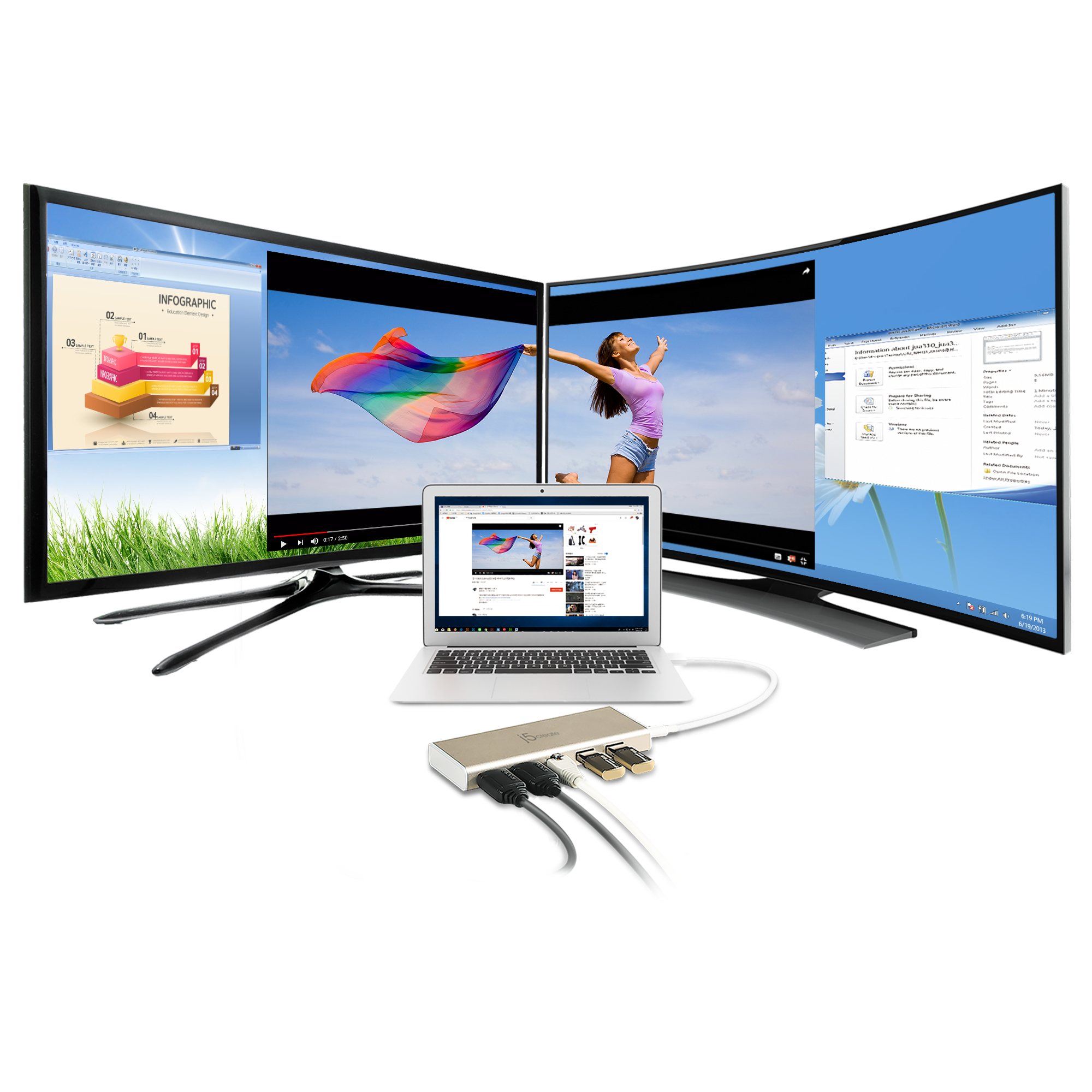 j5create JCD381-N USB Type-C™ Dual HDMI Mini Dock-Ethernet / USB 3.1 HUB / PD2.0 - Afbeelding 4