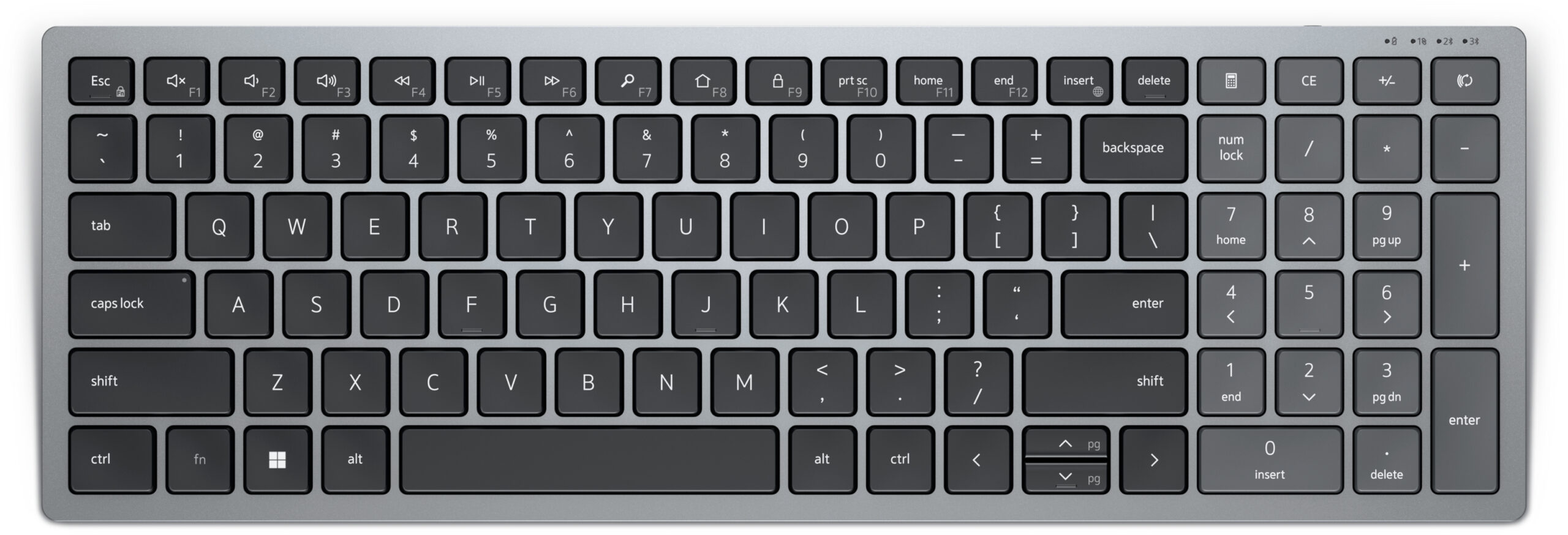 DELL KB740 toetsenbord Kantoor RF-draadloos + Bluetooth QWERTY US International Grijs, Zwart