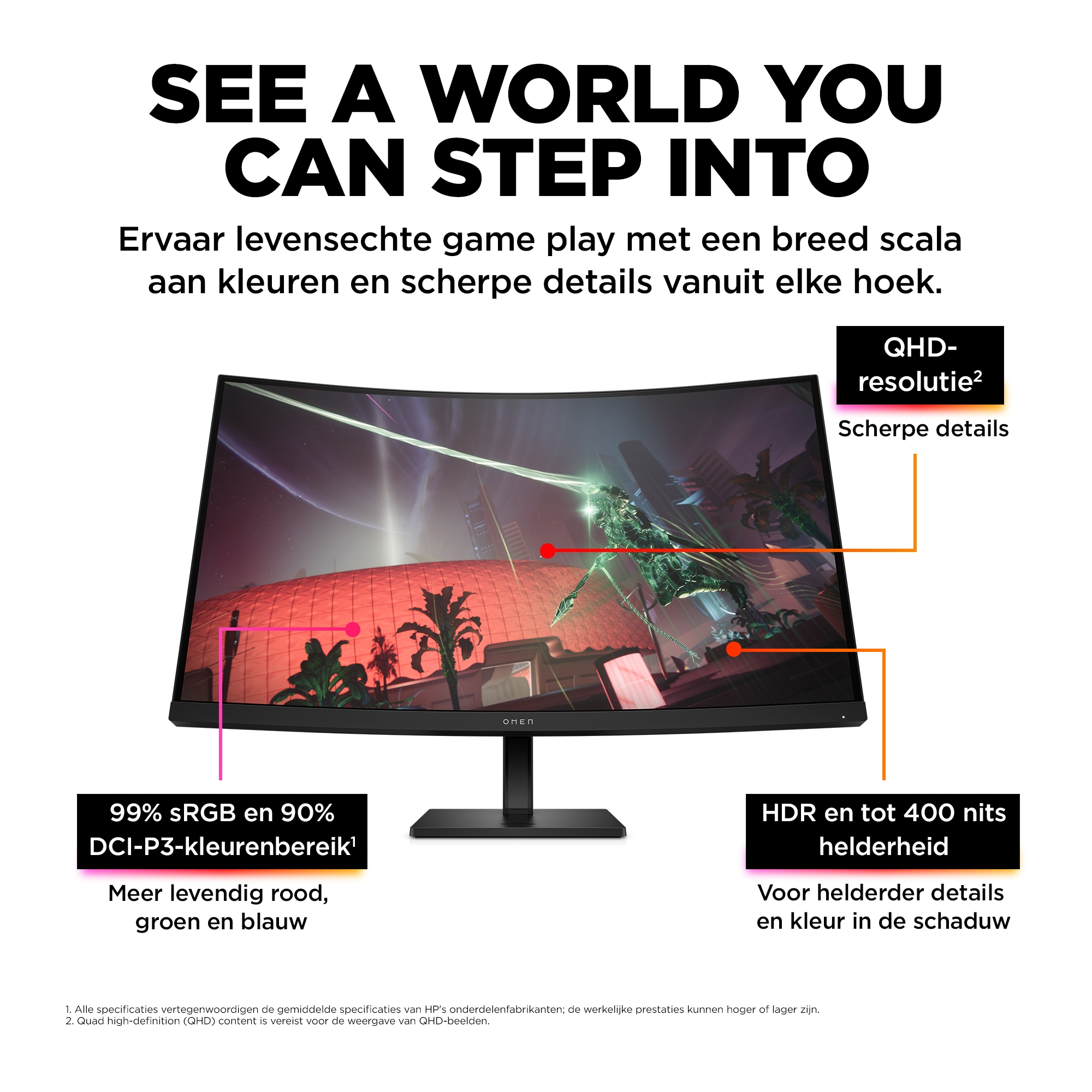 OMEN by HP 31,5 inch QHD 165 Hz Curved gaming monitor - OMEN 32c - Afbeelding 6