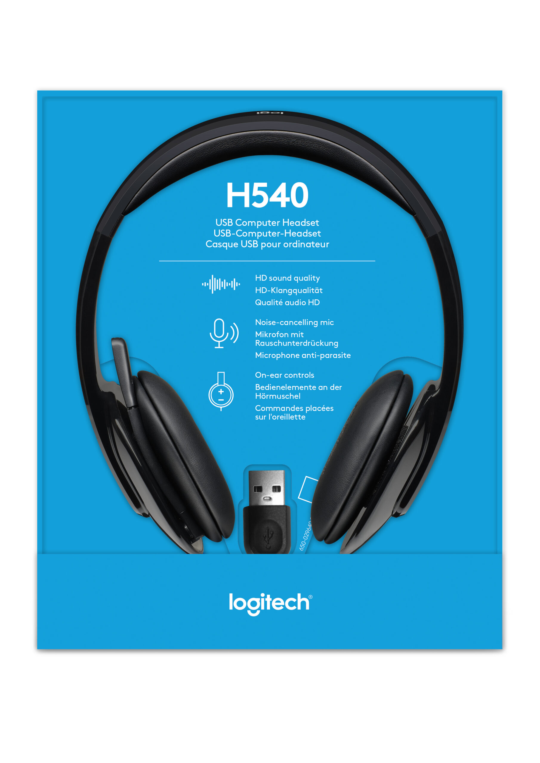 Logitech H540 USB Computer Headset Met high-definition geluid en knoppen op het oorstuk - Afbeelding 11