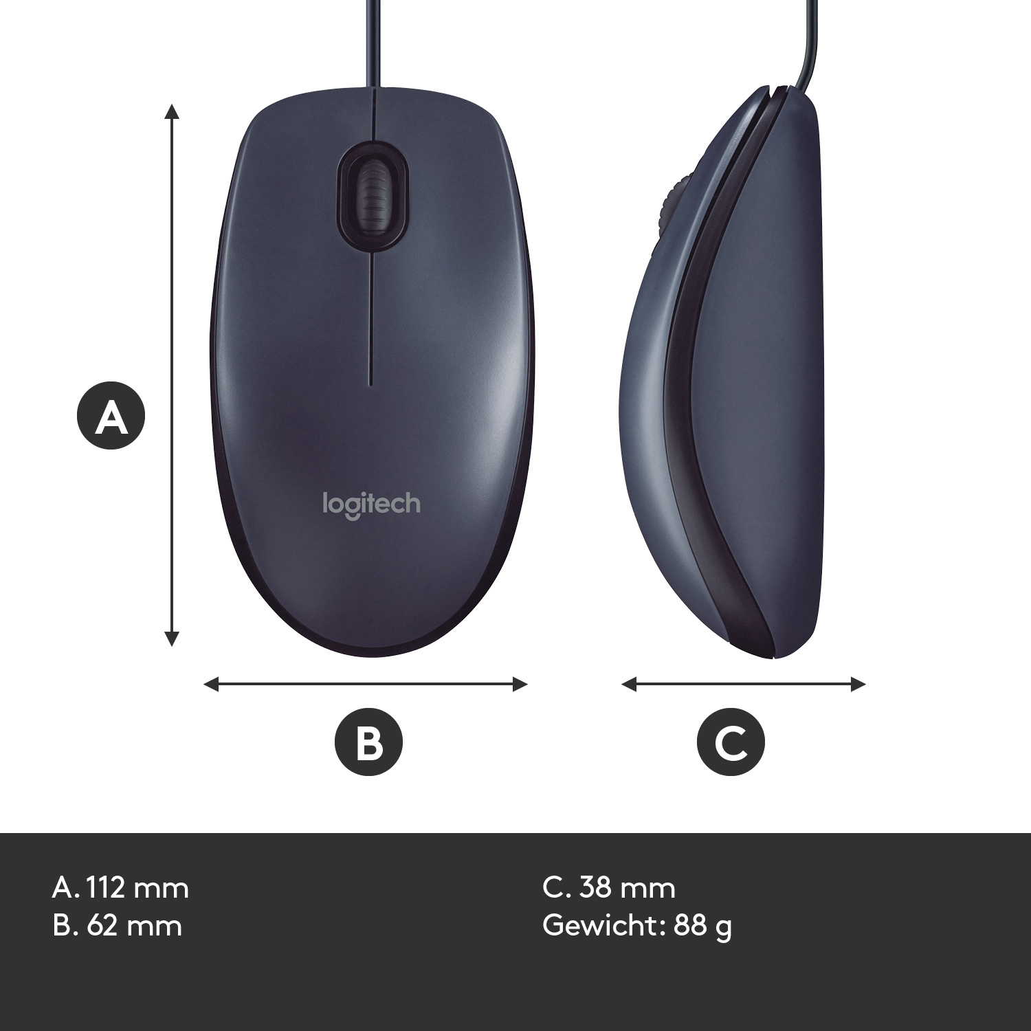 Logitech B100 muis Kantoor Ambidextrous USB Type-A Optisch 800 DPI - Afbeelding 8