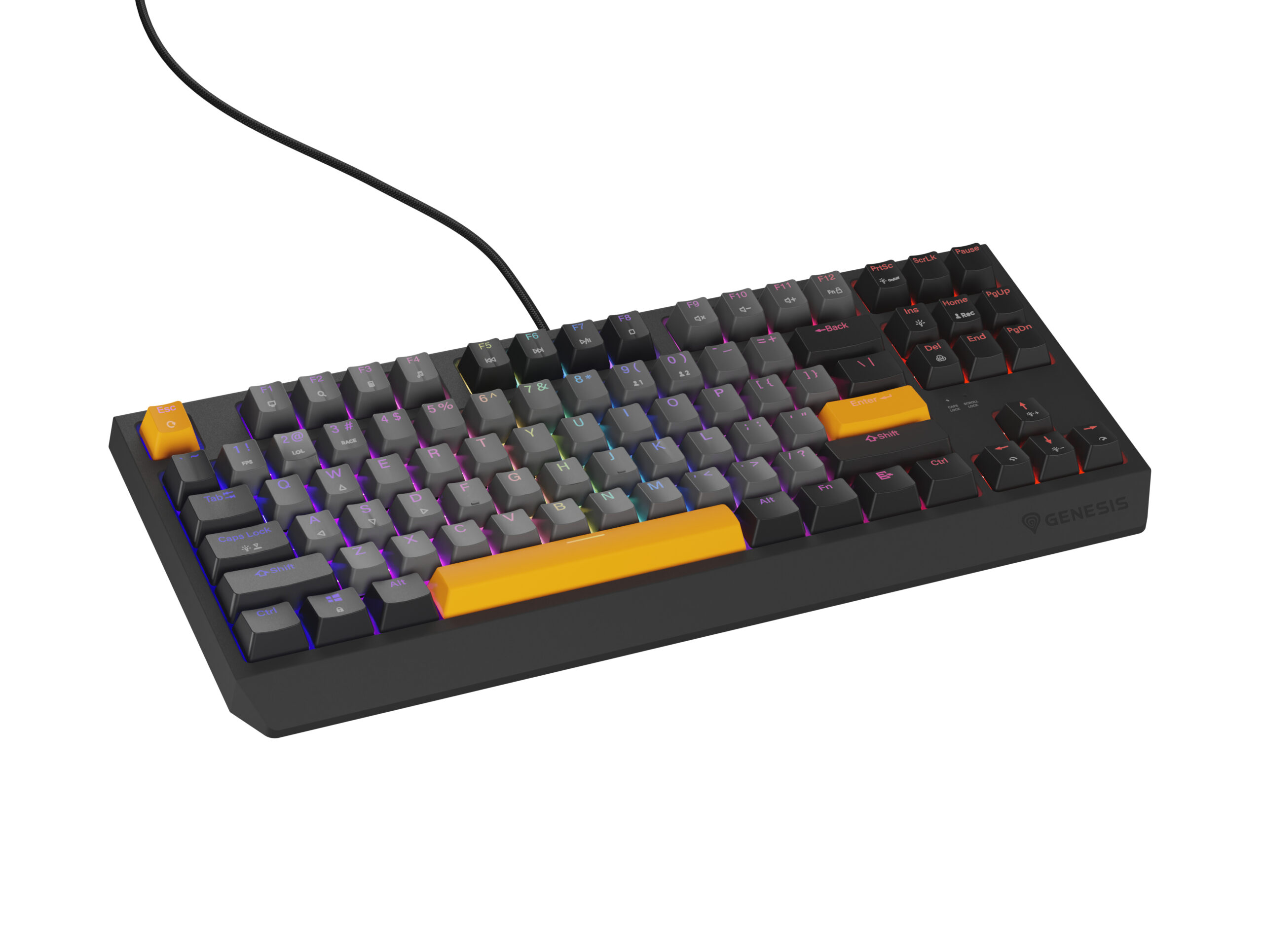 GENESIS Thor 230 TKL toetsenbord Gamen USB + RF Wireless + Bluetooth QWERTY Zwart, Grijs, Oranje - Afbeelding 4