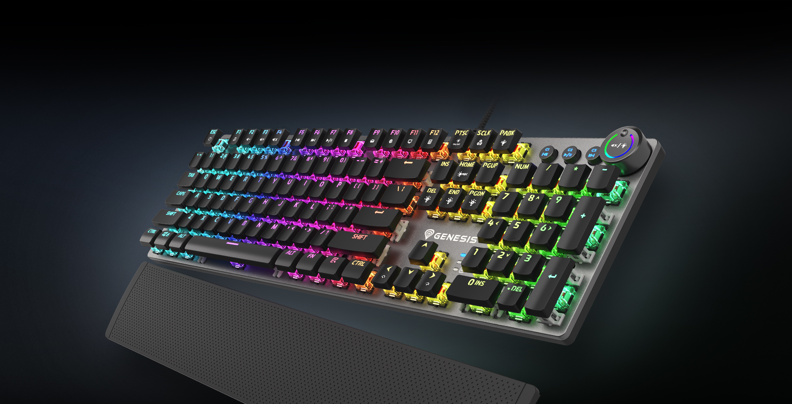 GENESIS Thor 400 RGB toetsenbord Gamen USB QWERTY US International Zwart, Donkergrijs - Afbeelding 3
