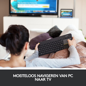 Logitech K400 Plus Tv toetsenbord Universeel RF Draadloos QWERTY US International Zwart