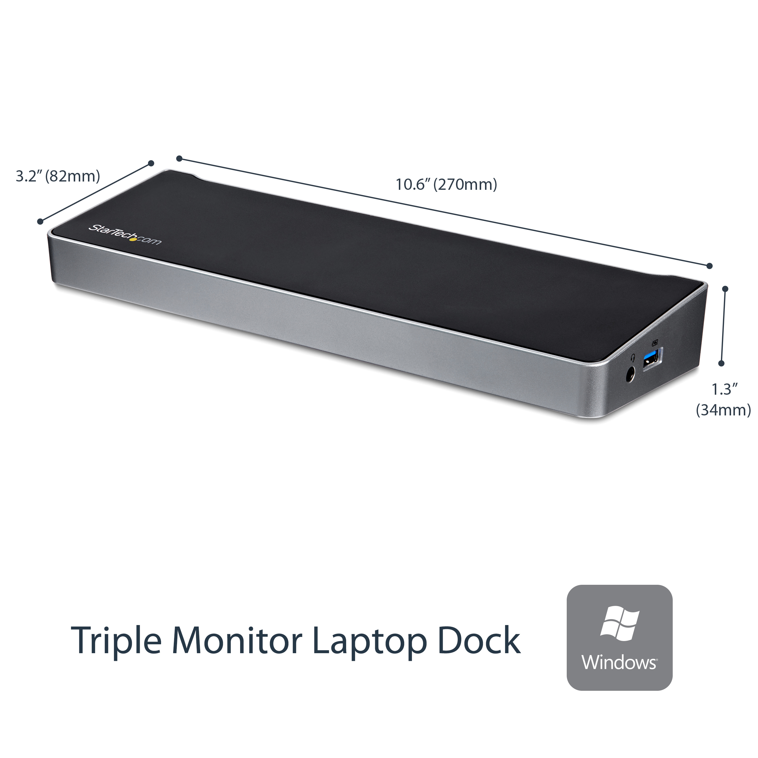 StarTech.com Triple Monitor USB 3.0 Docking Station met 2x 4K DisplayPort & HDMI - 5 Port USB-A Hub (1x Fast-Charge), 3.5mm Audio, GbE - USB Type A Universeel Laptop Dock voor MacOS / Windows - Afbeelding 2