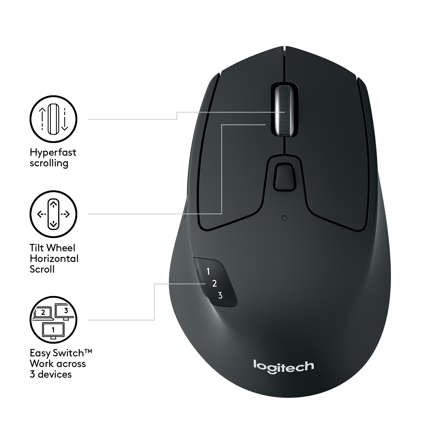 Logitech M720 muis Kantoor Rechtshandig RF-draadloos + Bluetooth Optisch 1000 DPI - Afbeelding 3