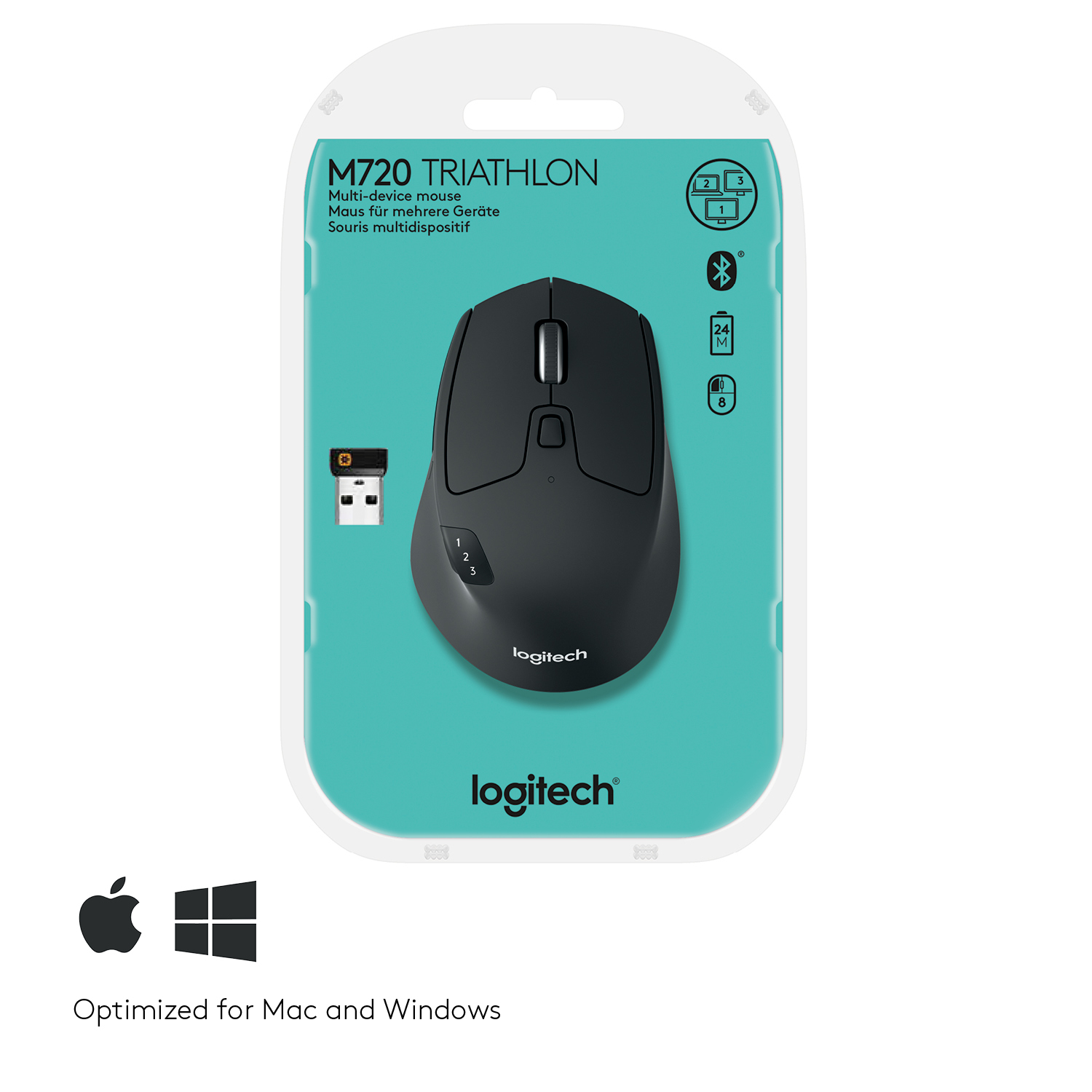Logitech M720 muis Kantoor Rechtshandig RF-draadloos + Bluetooth Optisch 1000 DPI - Afbeelding 7