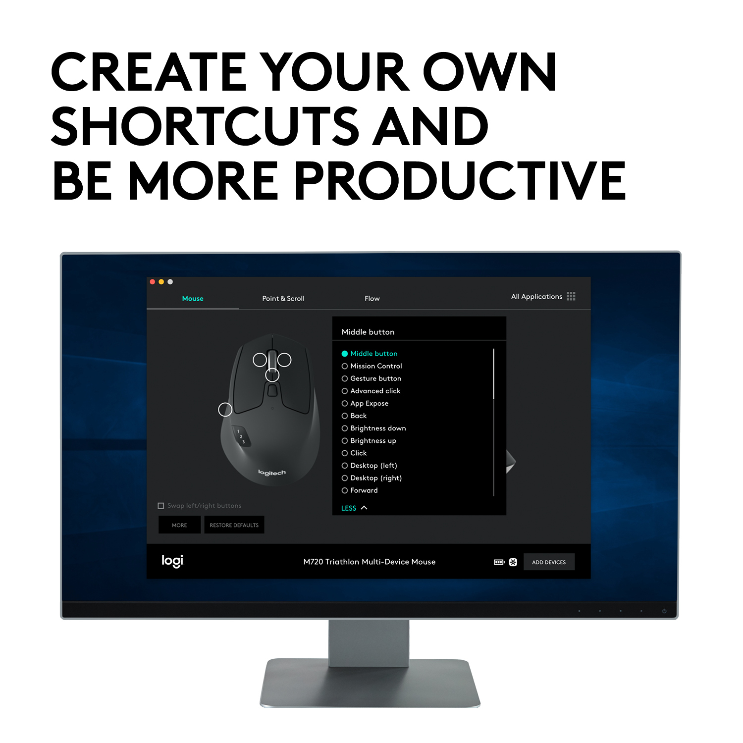 Logitech M720 muis Kantoor Rechtshandig RF-draadloos + Bluetooth Optisch 1000 DPI - Afbeelding 6