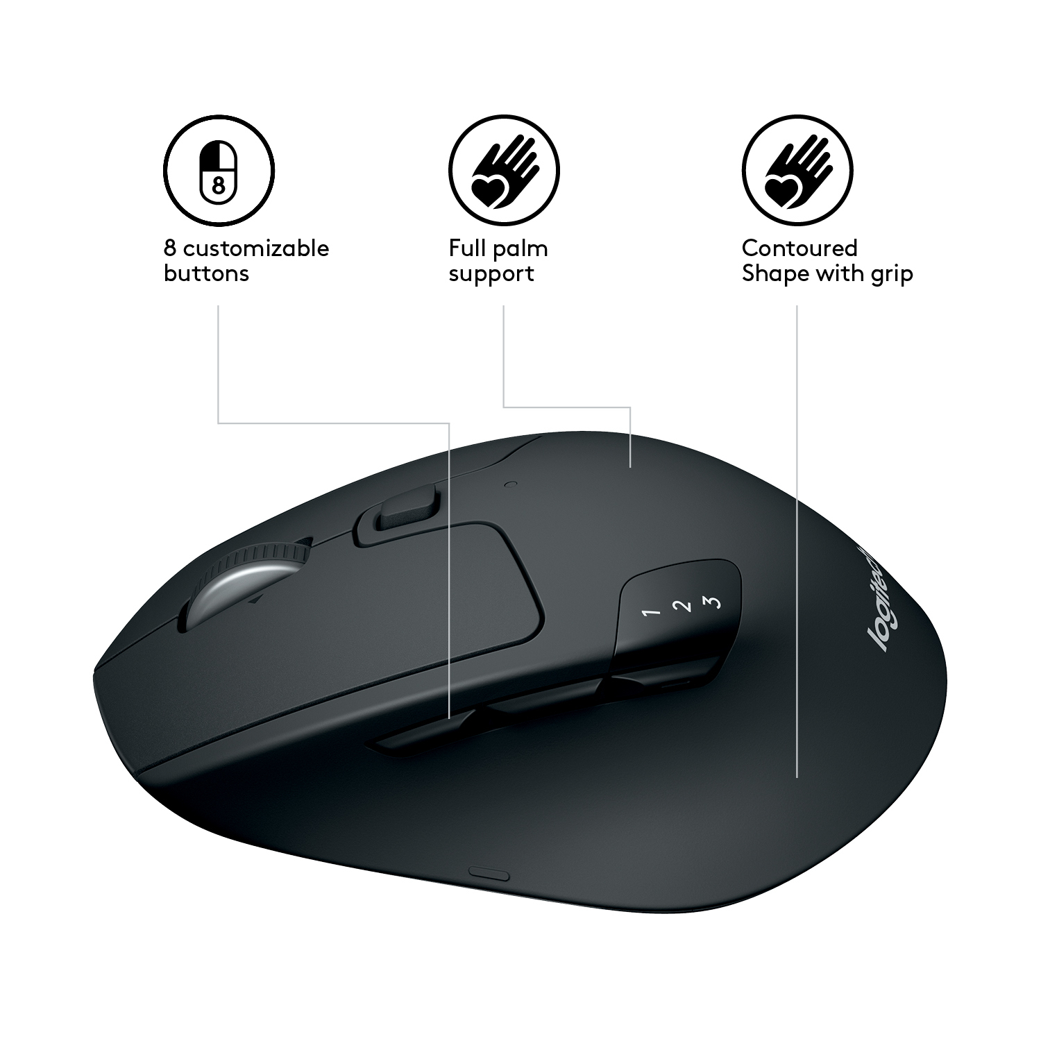 Logitech M720 muis Kantoor Rechtshandig RF-draadloos + Bluetooth Optisch 1000 DPI - Afbeelding 4