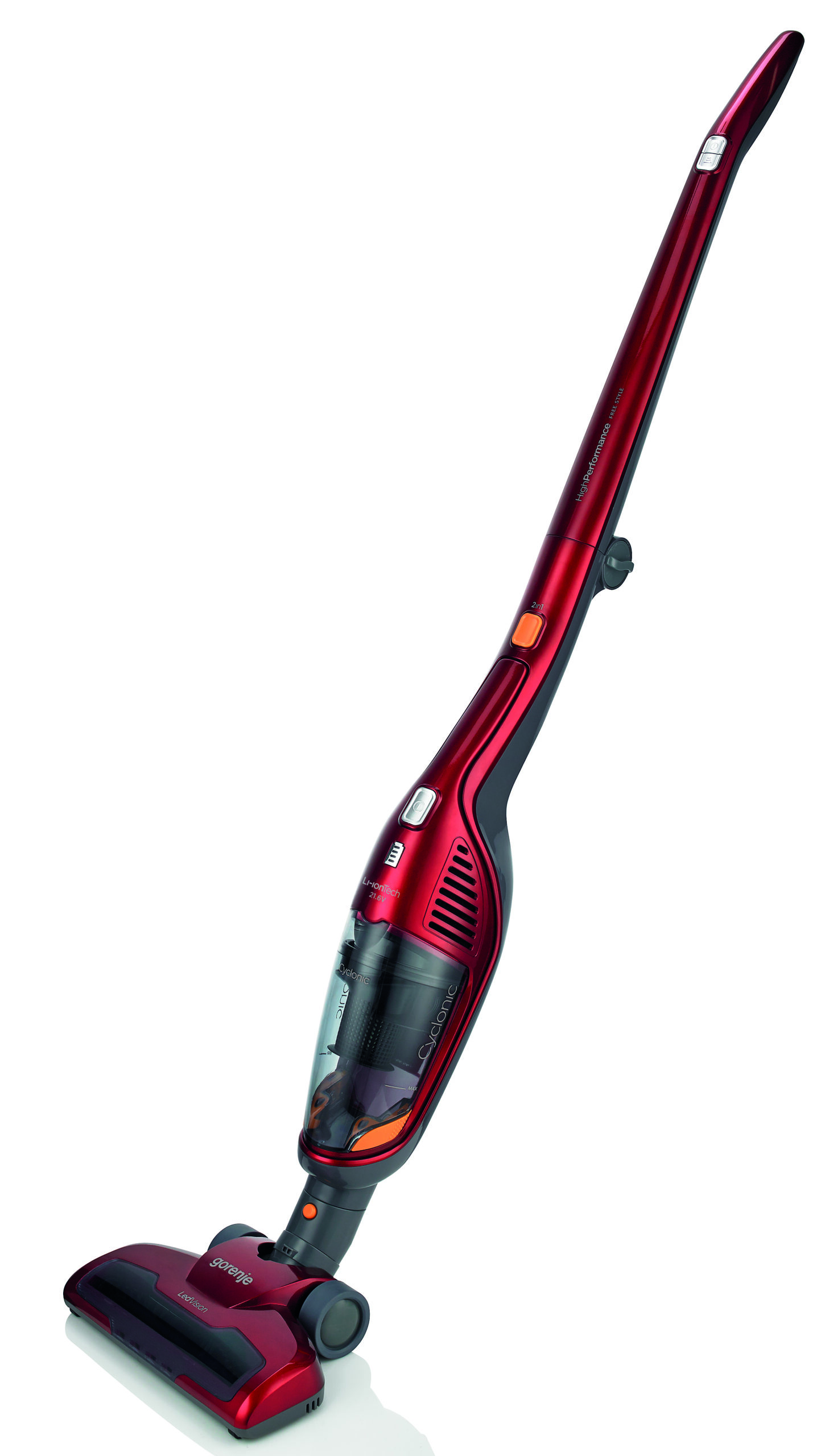 Gorenje SVC216FR steelstofzuiger & elektrische bezem 2-in-1-steelstofzuiger Batterij/Accu Droog HEPA Zakloos 0,6 l Rood