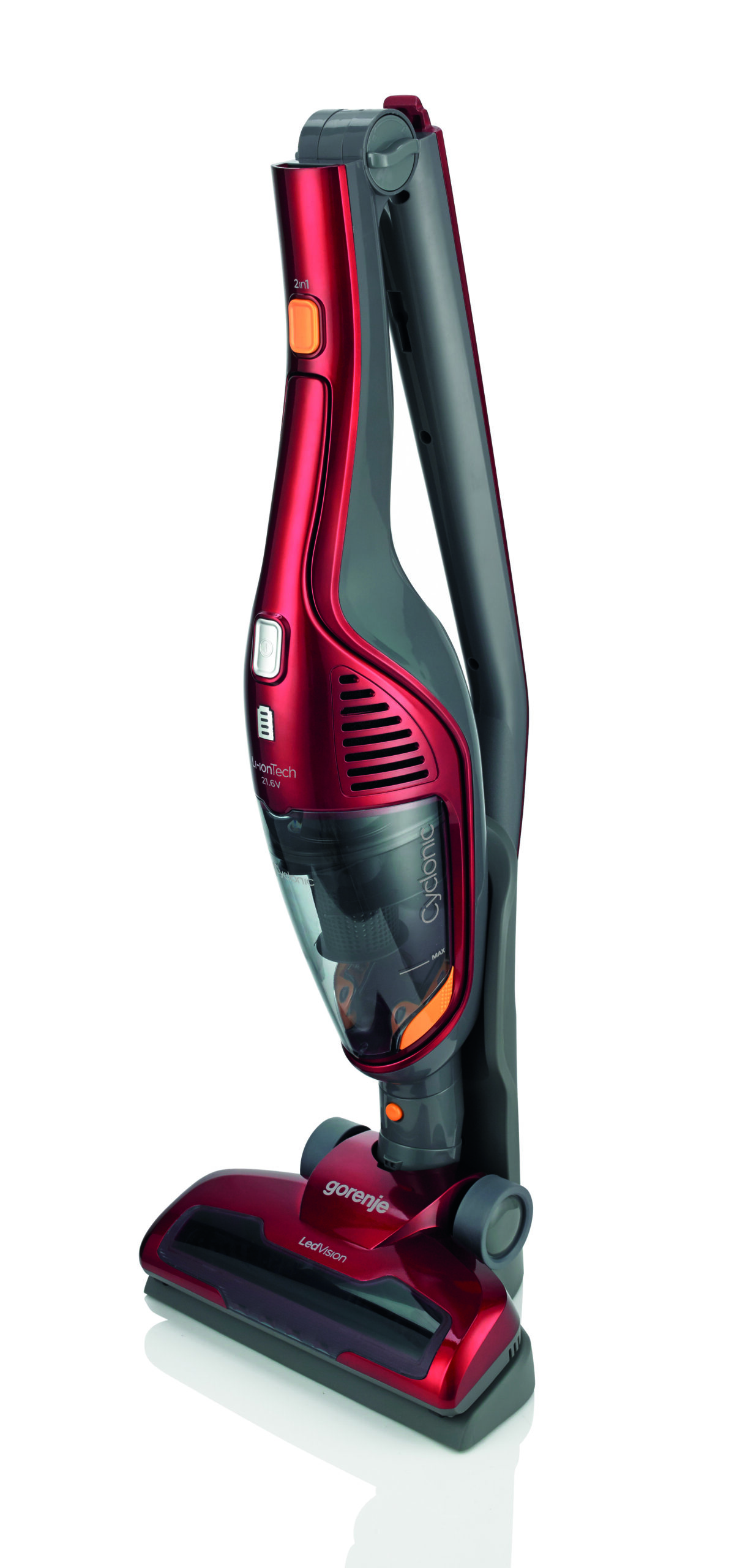 Gorenje SVC216FR steelstofzuiger & elektrische bezem 2-in-1-steelstofzuiger Batterij/Accu Droog HEPA Zakloos 0,6 l Rood - Afbeelding 5