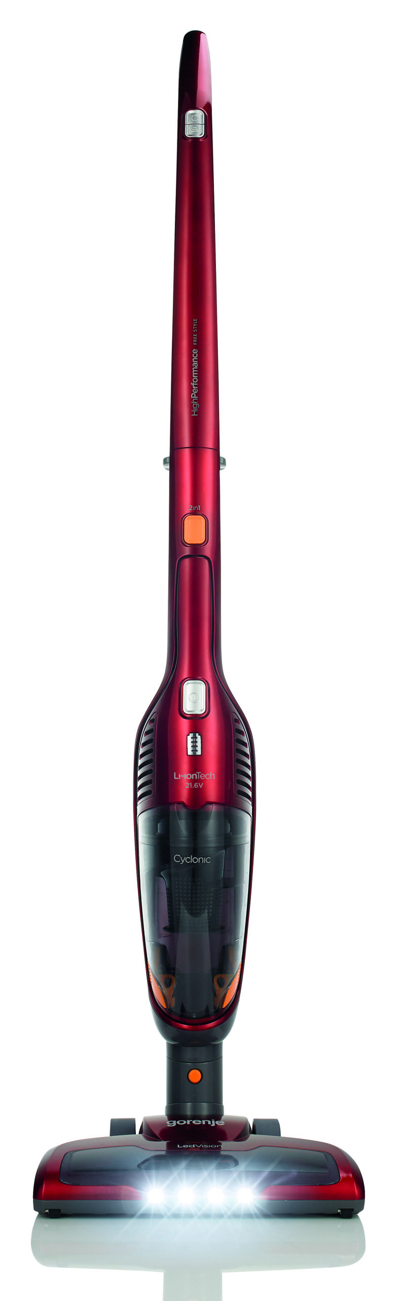 Gorenje SVC216FR steelstofzuiger & elektrische bezem 2-in-1-steelstofzuiger Batterij/Accu Droog HEPA Zakloos 0,6 l Rood - Afbeelding 2