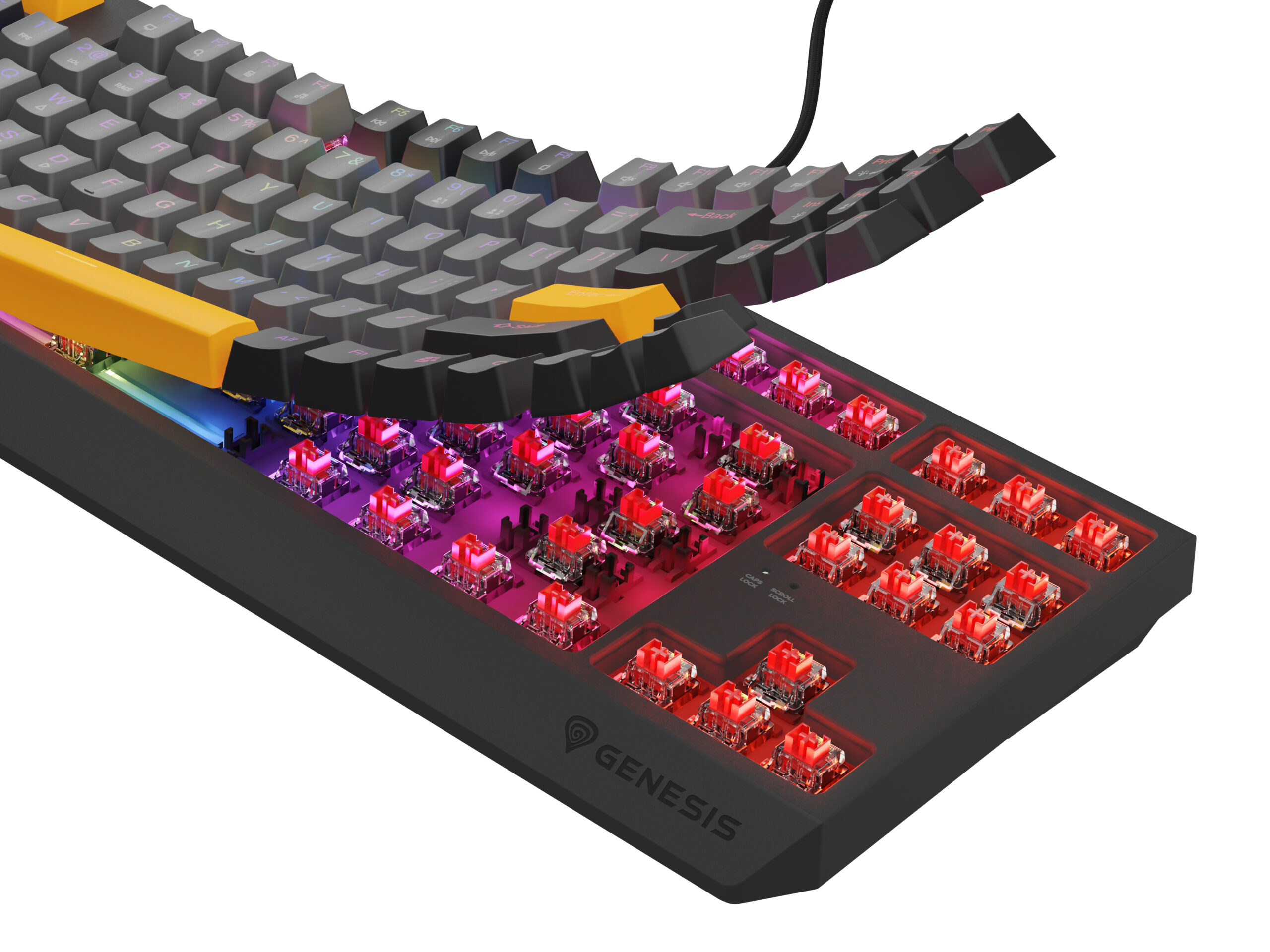 GENESIS Thor 230 TKL toetsenbord Gamen USB + RF Wireless + Bluetooth QWERTY Zwart, Grijs, Oranje - Afbeelding 15