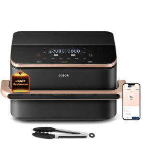 Cosori Dual Blaze Twinfry Chef Edition Dubbel 10 l Vrijstaand 2800 W Heteluchtfriteuse Donkergrijs, Roségoud