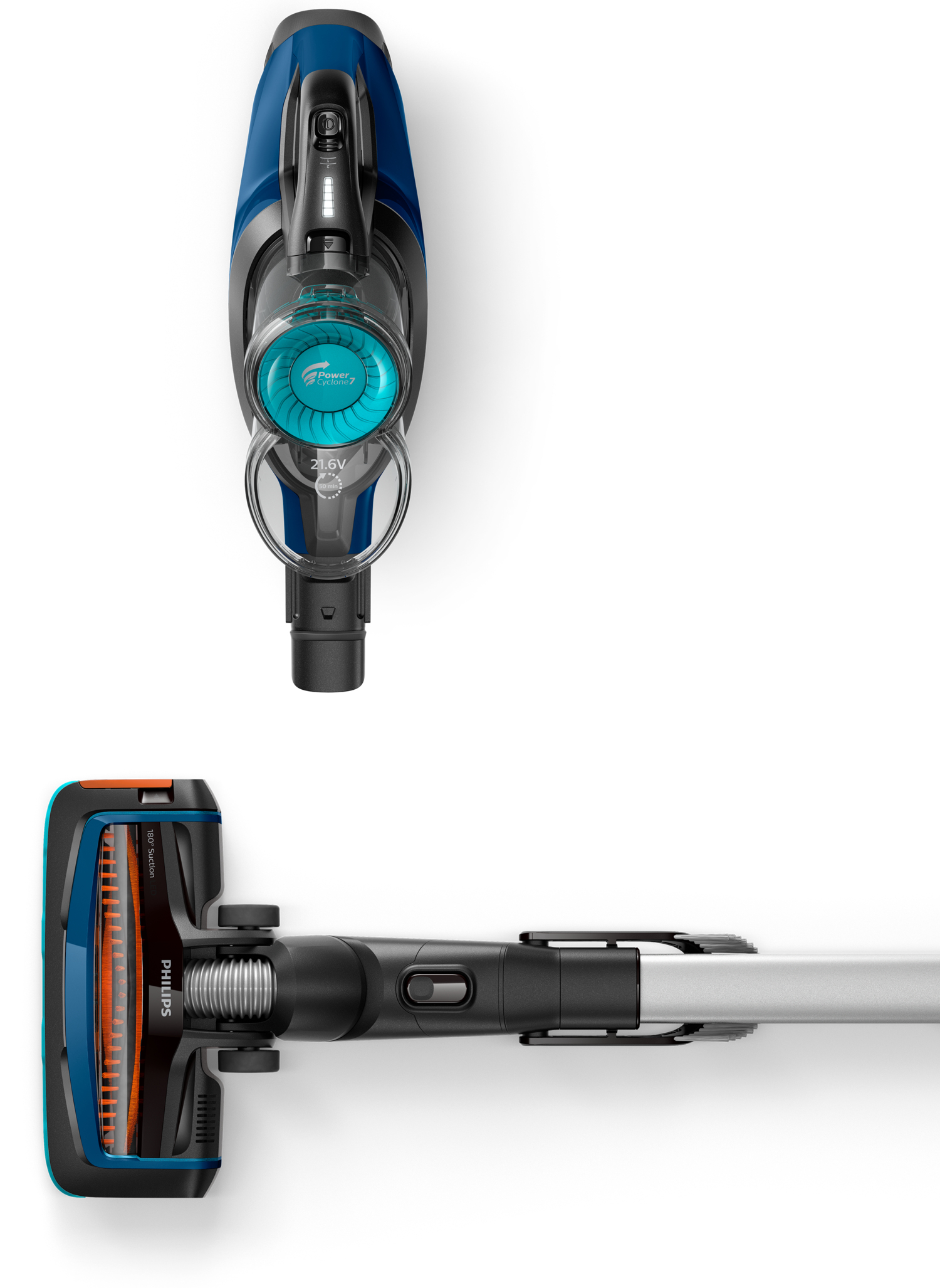 Philips SpeedPro Aqua FC6719/01 steelstofzuiger & elektrische bezem Batterij/Accu Droog en nat Zakloos 0,4 l Zwart, Blauw - Afbeelding 7