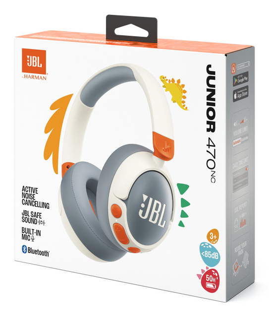 JBL Junior 470NC Headset Draadloos Hoofdband Oproepen/muziek USB Type-C Bluetooth Licht Grijs, Wit - Afbeelding 7