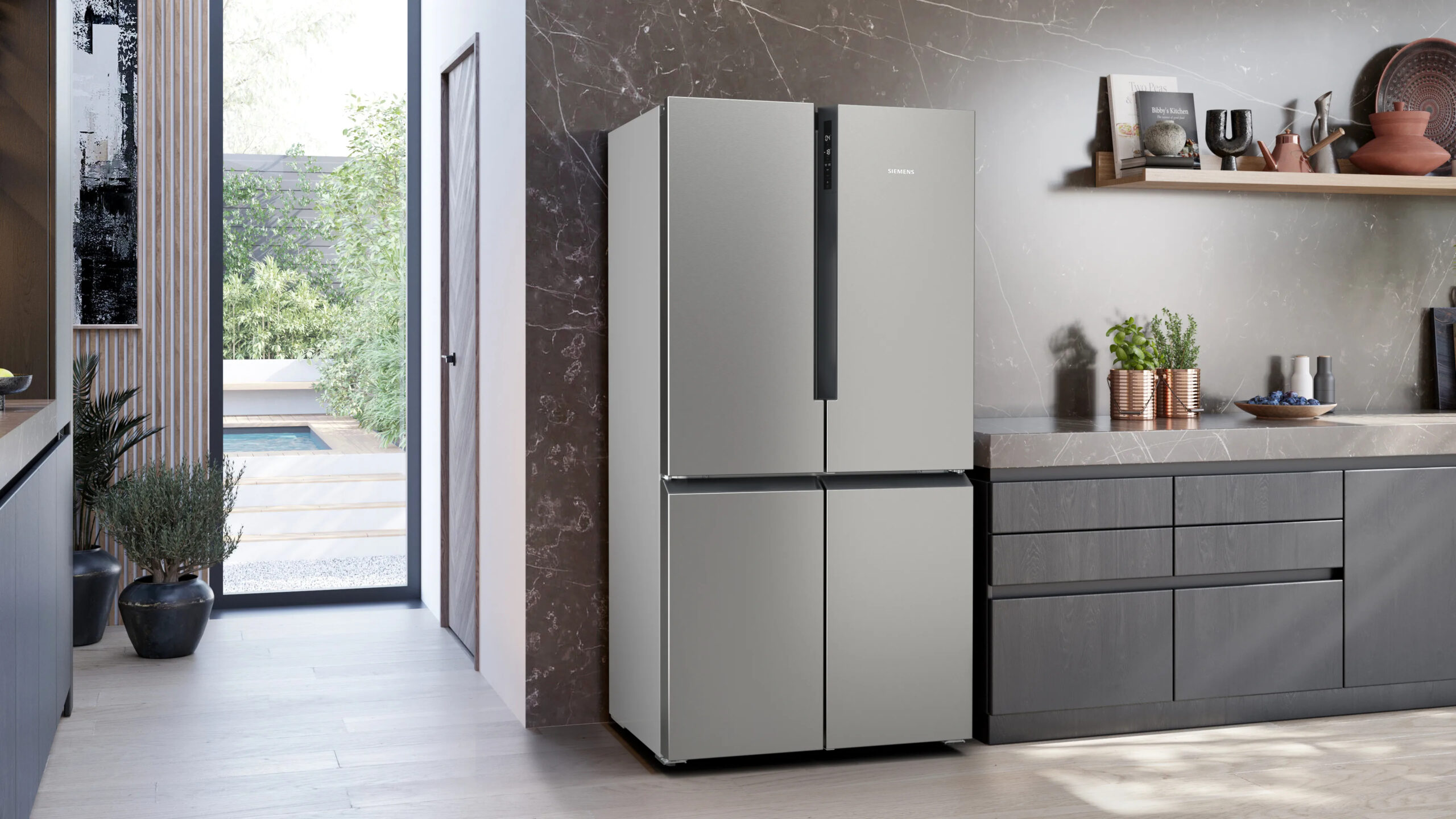 Siemens iQ300 KF96NVPEA amerikaanse koelkast Vrijstaand 605 l E Zilver - Afbeelding 3