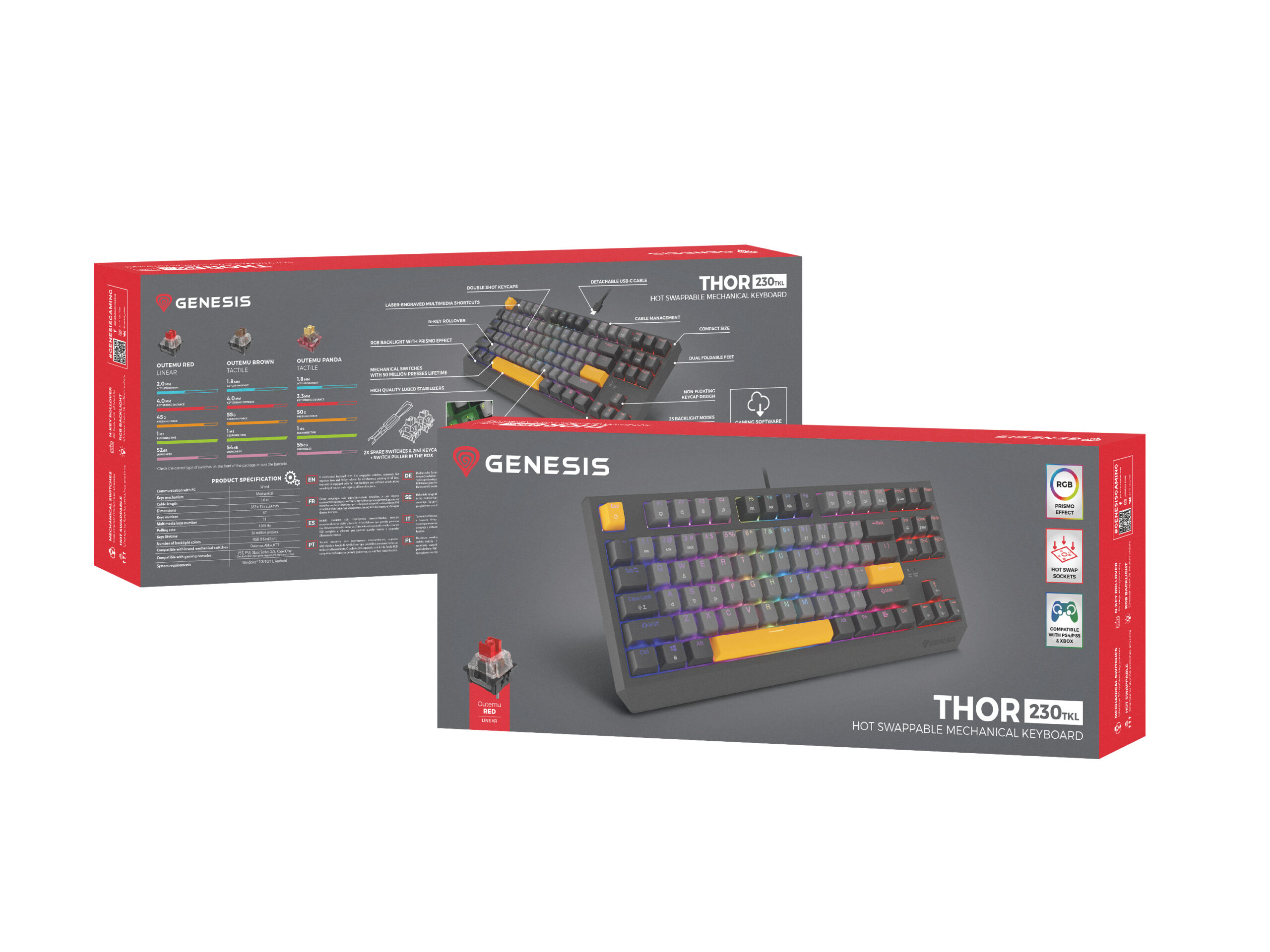 GENESIS Thor 230 TKL toetsenbord Gamen USB + RF Wireless + Bluetooth QWERTY Zwart, Grijs, Oranje - Afbeelding 18