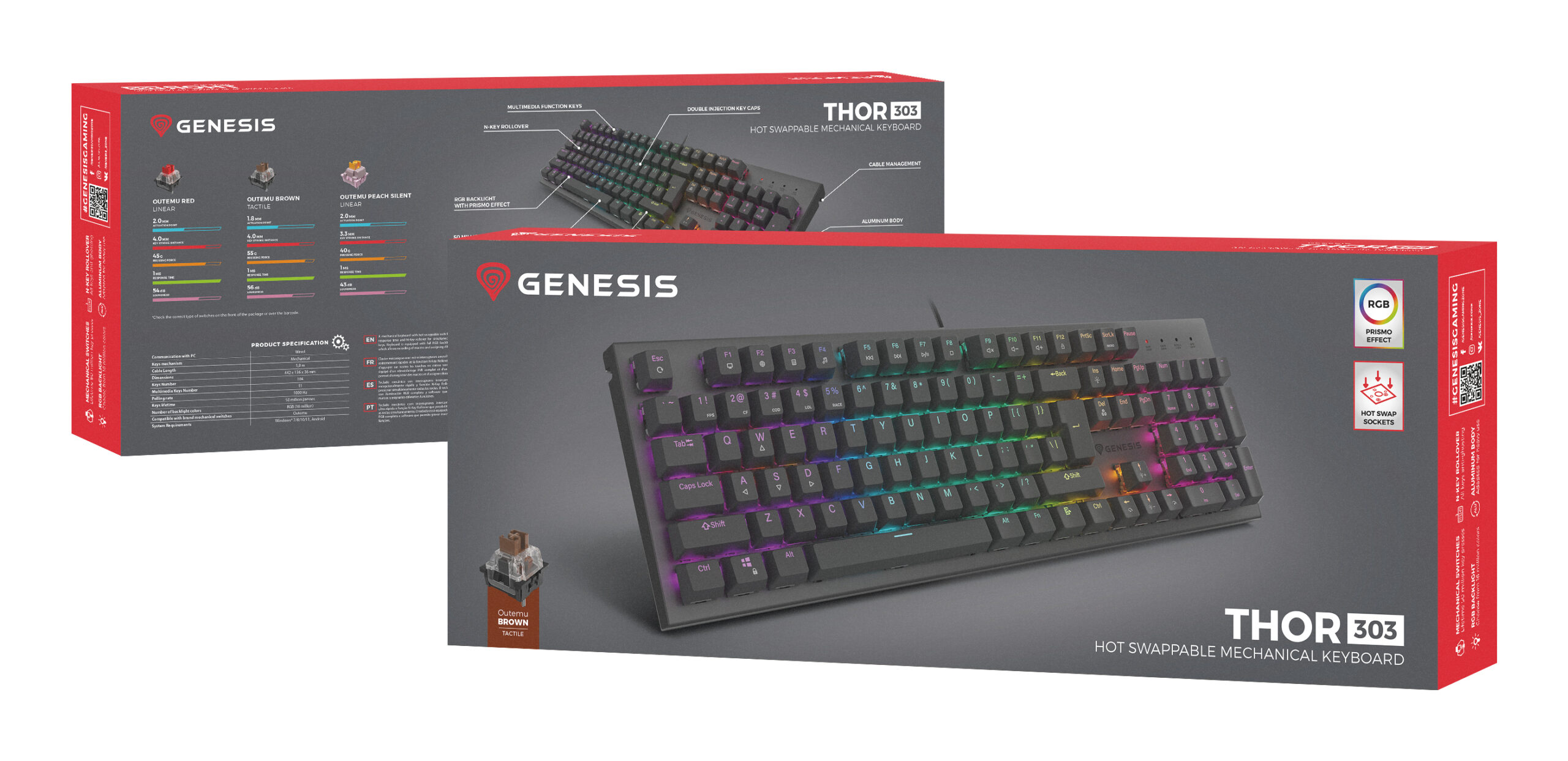 GENESIS Thor 303 toetsenbord Gamen USB QWERTZ Duits Zwart - Afbeelding 9