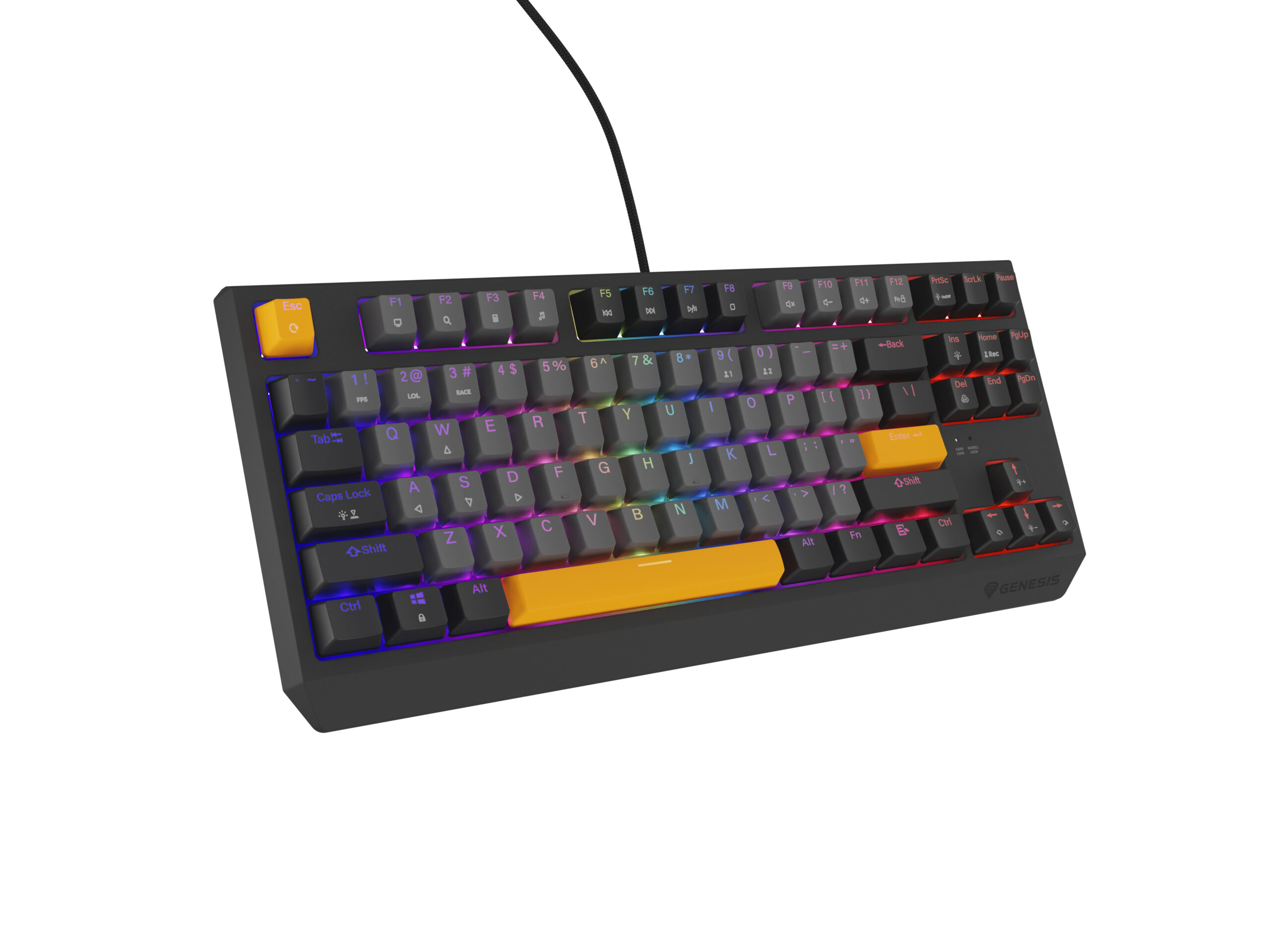 GENESIS Thor 230 TKL toetsenbord Gamen USB + RF Wireless + Bluetooth QWERTY Zwart, Grijs, Oranje - Afbeelding 16