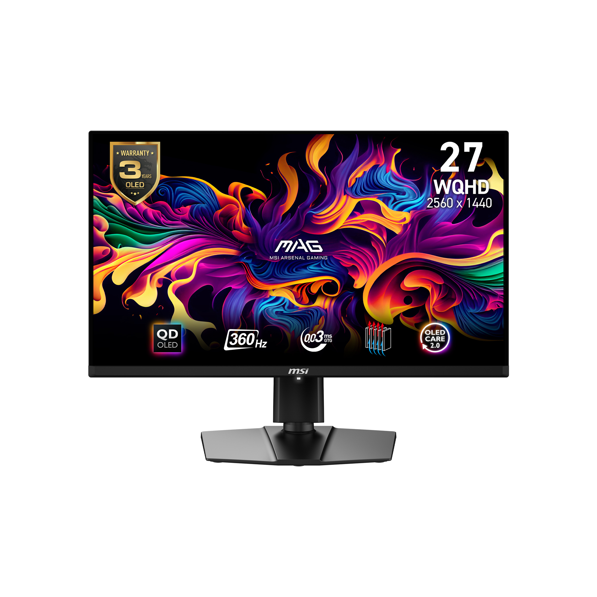 MSI MAG 271QPX QD-OLED computer monitor 67,3 cm (26.5") 2560 x 1440 Pixels Wide Quad HD QDOLED Zwart
