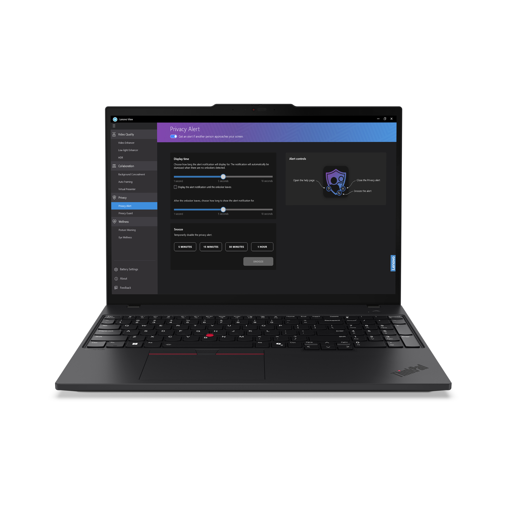 Lenovo ThinkPad T16 Gen 3 Intel Core Ultra 7 155U Laptop 40,6 cm (16") WUXGA 16 GB DDR5-SDRAM 512 GB SSD Wi-Fi 6E (802.11ax) Windows 11 Pro Zwart - Afbeelding 4