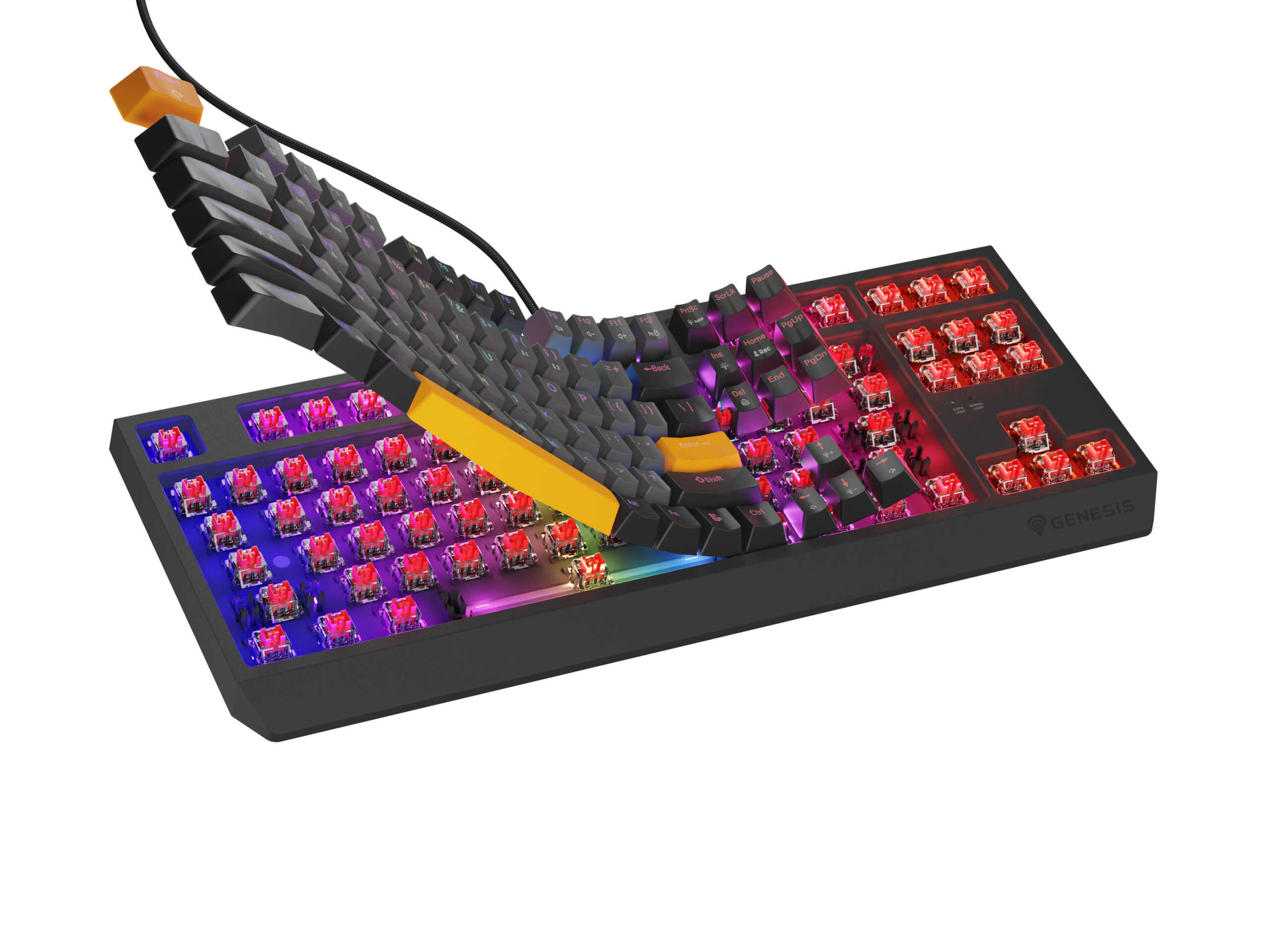 GENESIS Thor 230 TKL toetsenbord Gamen USB + RF Wireless + Bluetooth QWERTY Zwart, Grijs, Oranje - Afbeelding 5