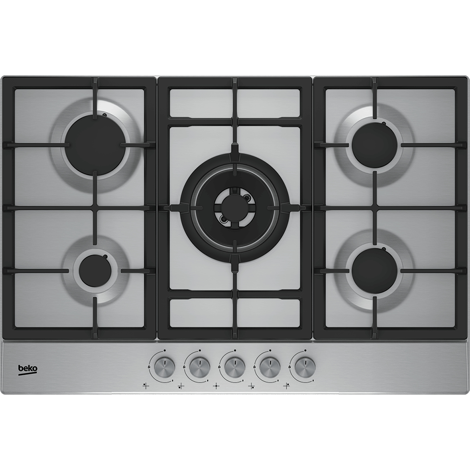 Beko HIAW 75225 SL kookplaat Zwart, Roestvrijstaal Ingebouwd 75 cm Gaskookplaat 5 zone(s)