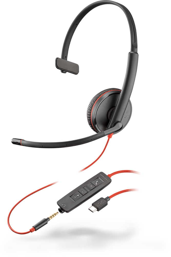 POLY Blackwire C3215 Headset Bedraad Hoofdband Kantoor/callcenter USB Type-C Zwart
