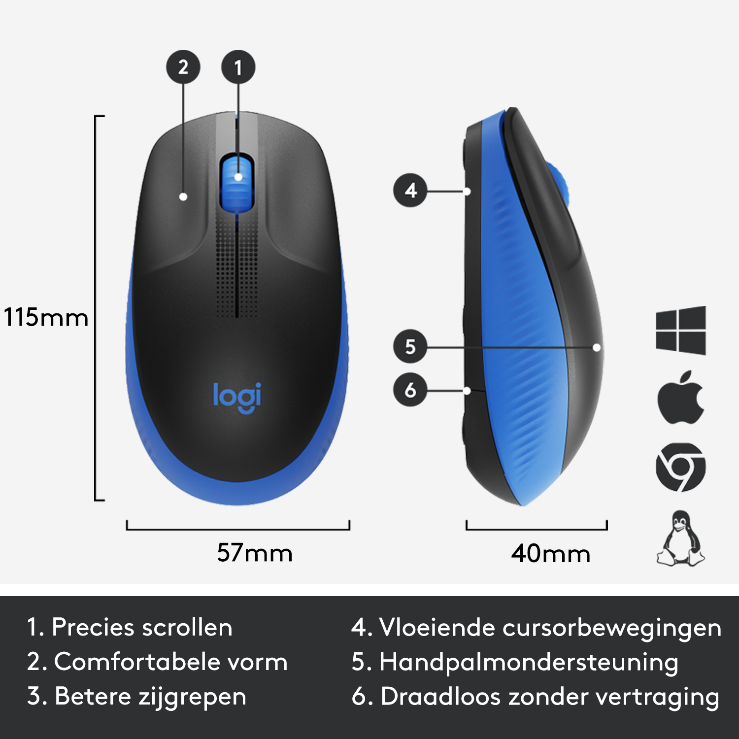 Logitech M190 Full-Size Wireless Mouse - Afbeelding 4