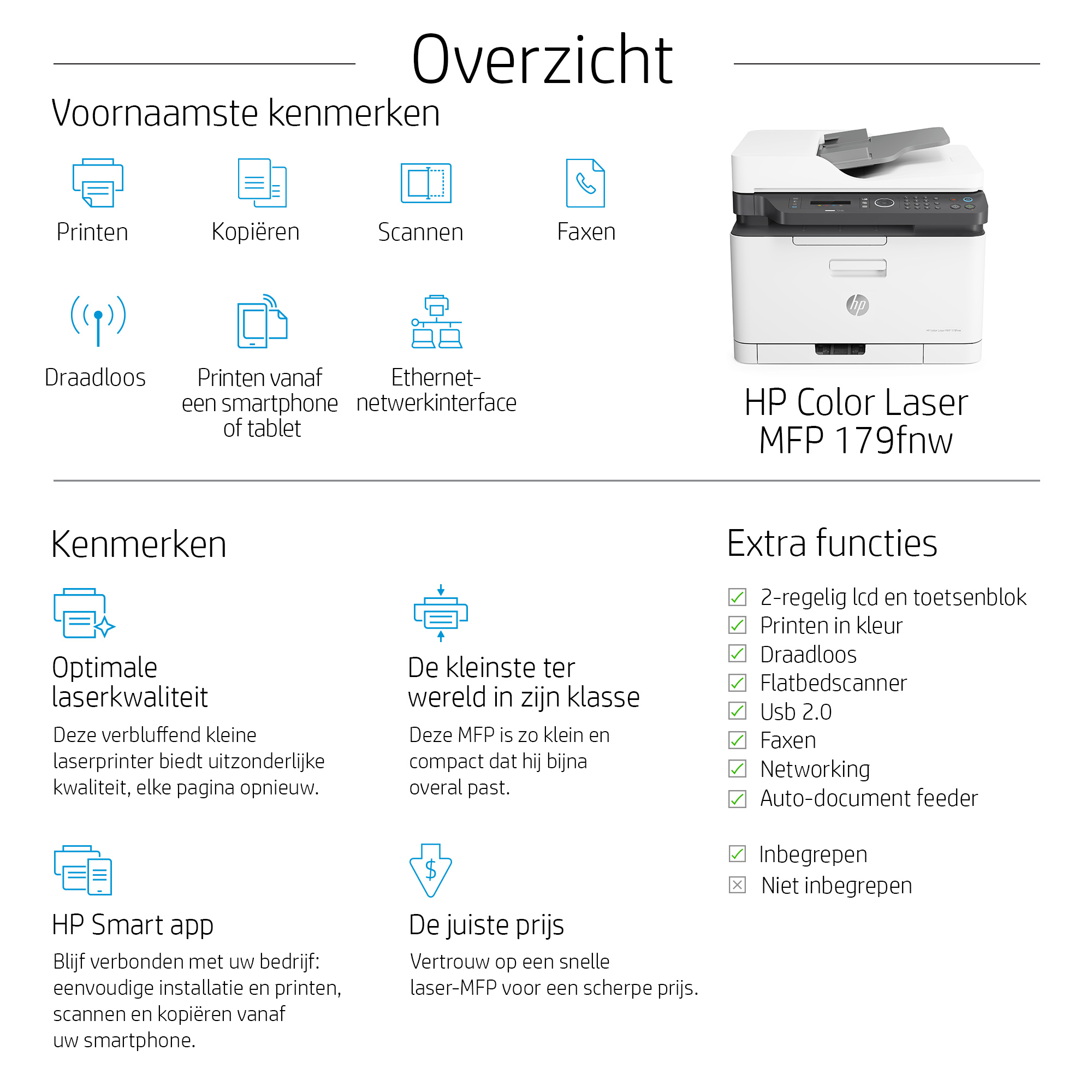 HP Color Laser MFP 179fnw, Printen, kopiëren, scannen, faxen, Scans naar pdf - Afbeelding 3