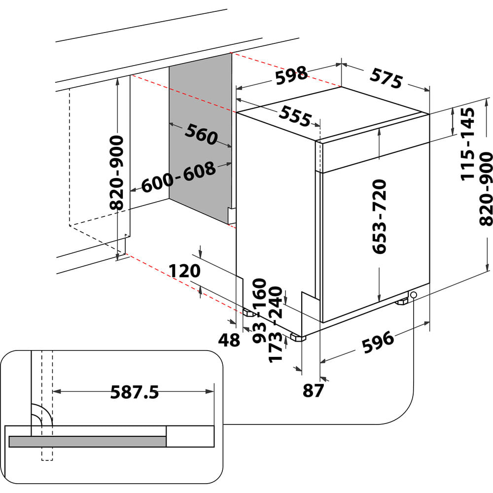 Whirlpool WBC3C26B Semi-ingebouwd 14 couverts - Afbeelding 2