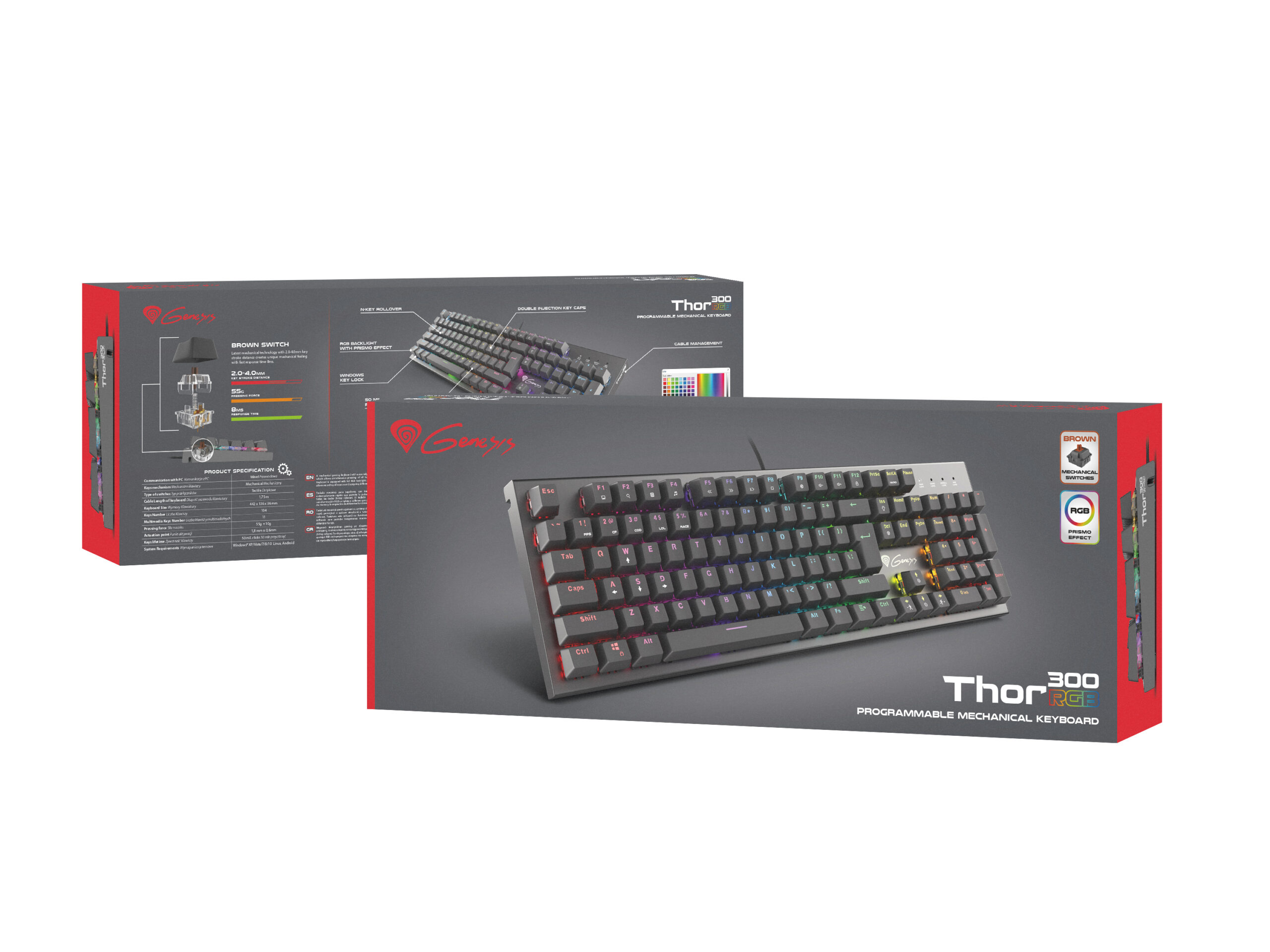 GENESIS Thor 300 RGB toetsenbord Gamen USB QWERTY Spaans Zwart - Afbeelding 7