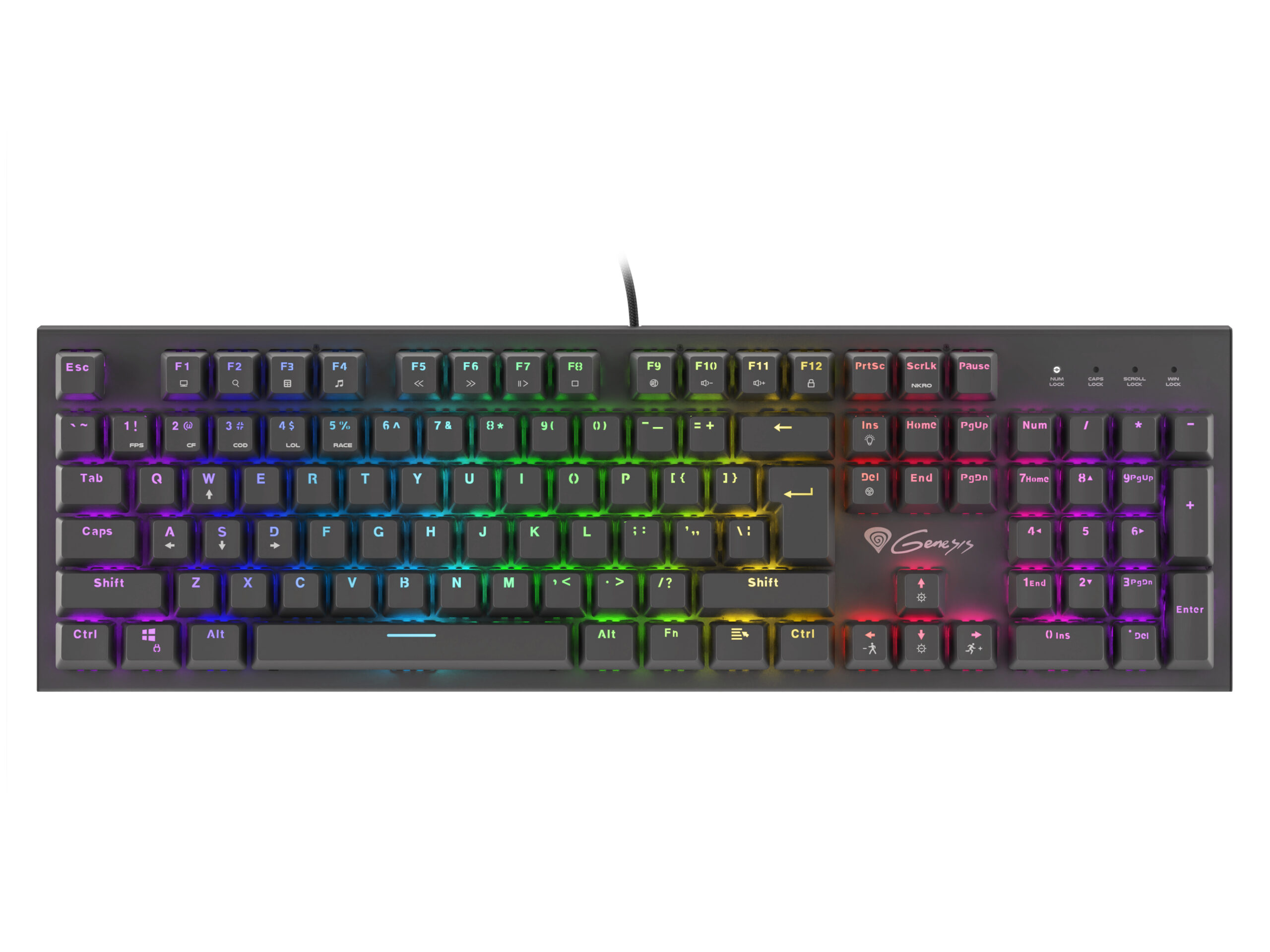 GENESIS Thor 300 RGB toetsenbord Gamen USB QWERTY Spaans Zwart