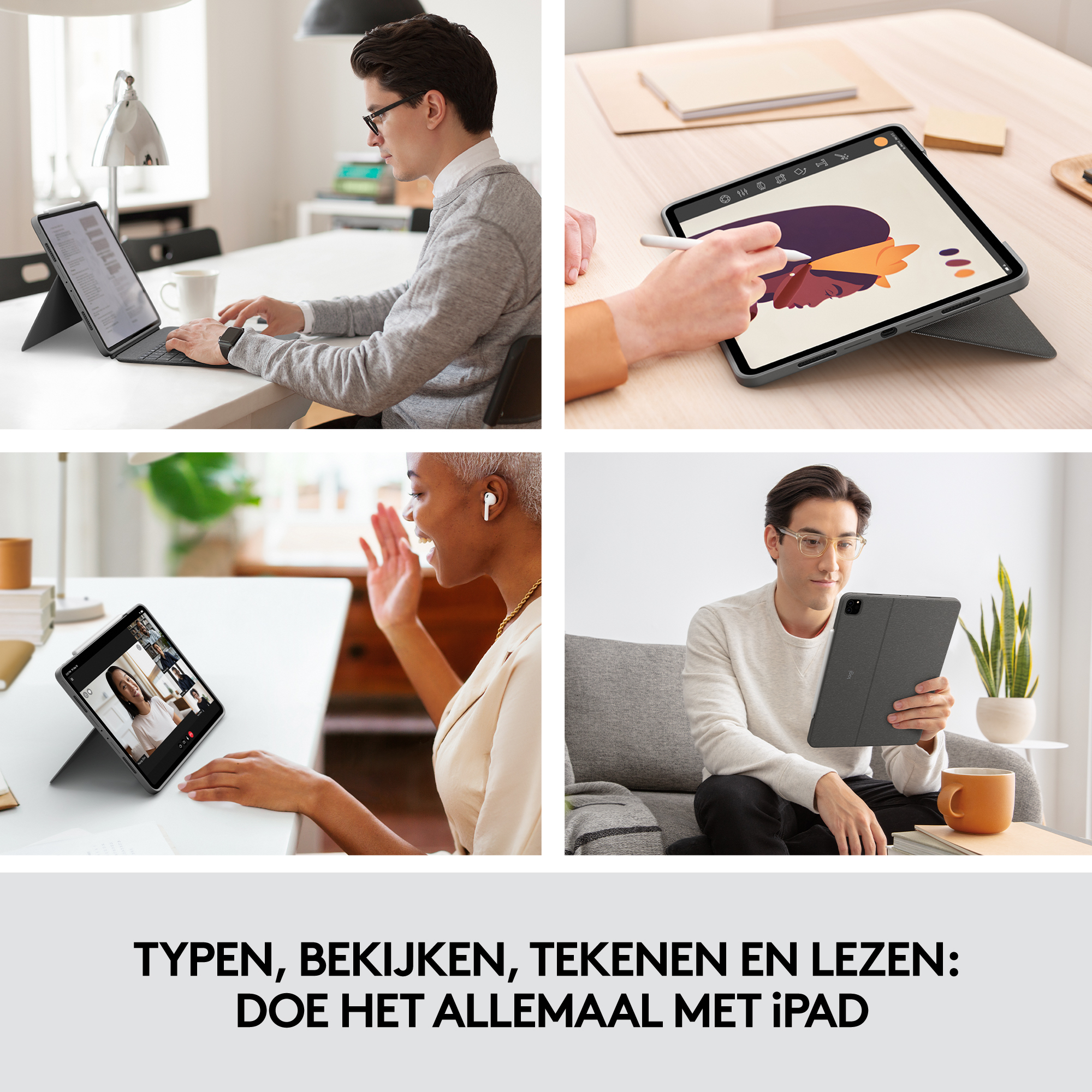 Logitech Combo Touch QWERTZ Duits Smart Connector Grijs - Afbeelding 2