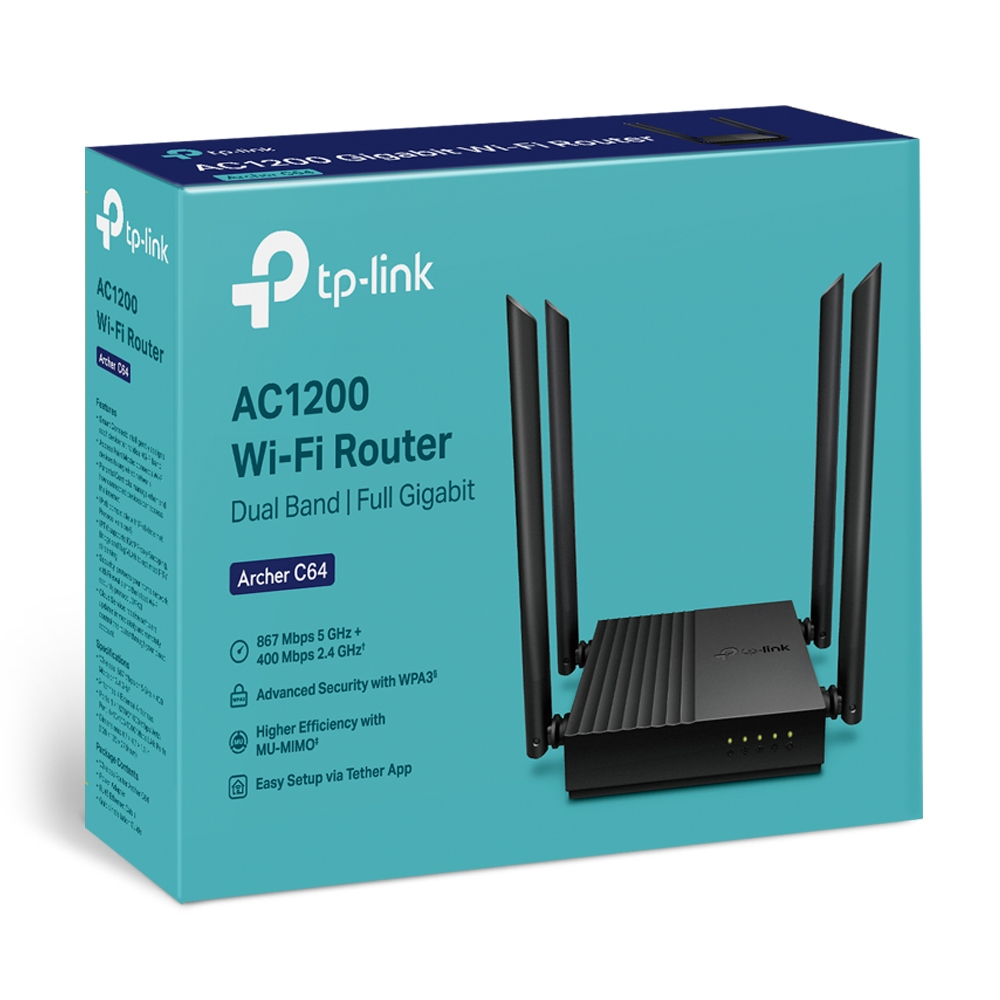 TP-Link Archer C64 draadloze router Gigabit Ethernet Dual-band (2.4 GHz / 5 GHz) Zwart - Afbeelding 4