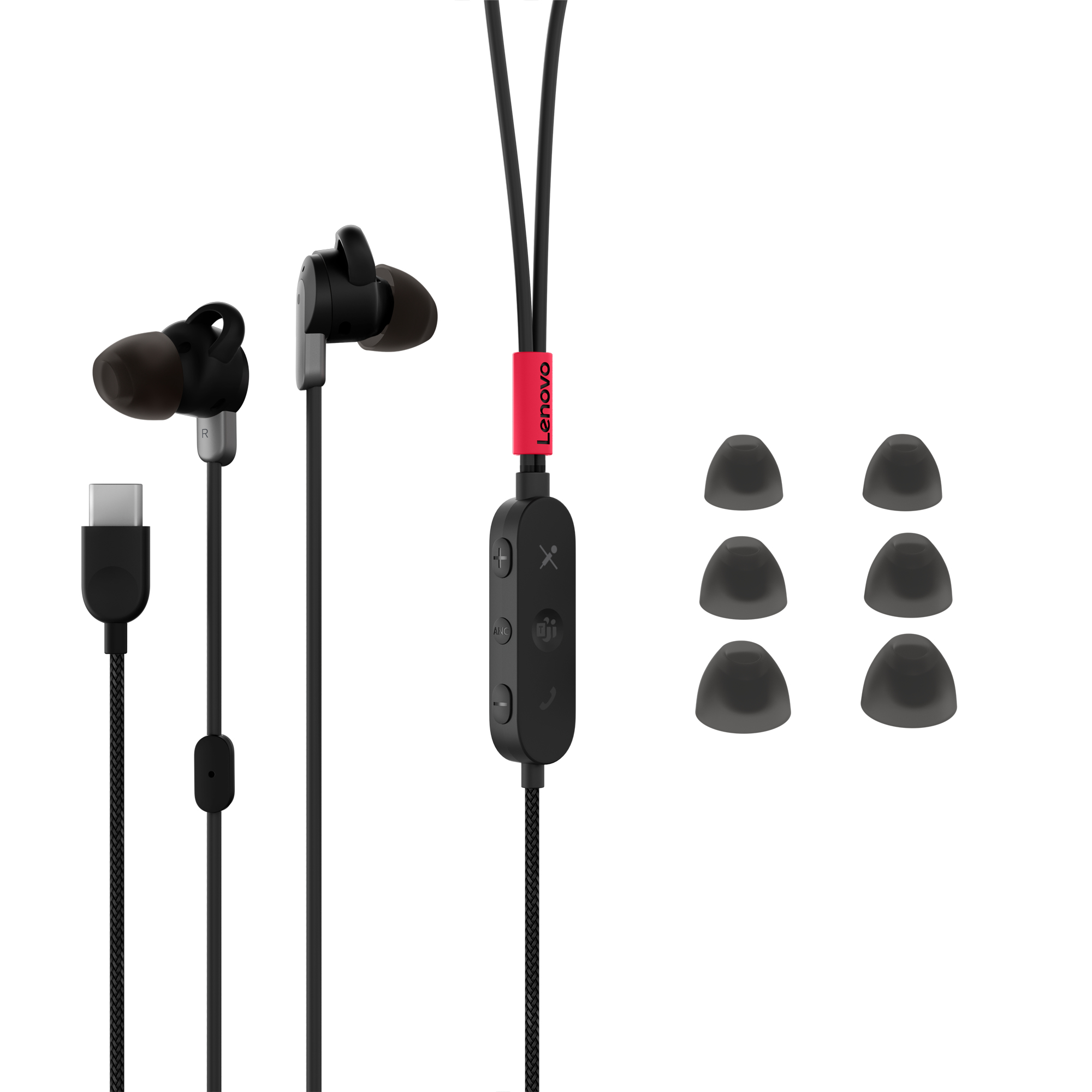 Lenovo 4XD1C99220 hoofdtelefoon/headset Bedraad In-ear Muziek/Voor elke dag USB Type-C Zwart - Afbeelding 4