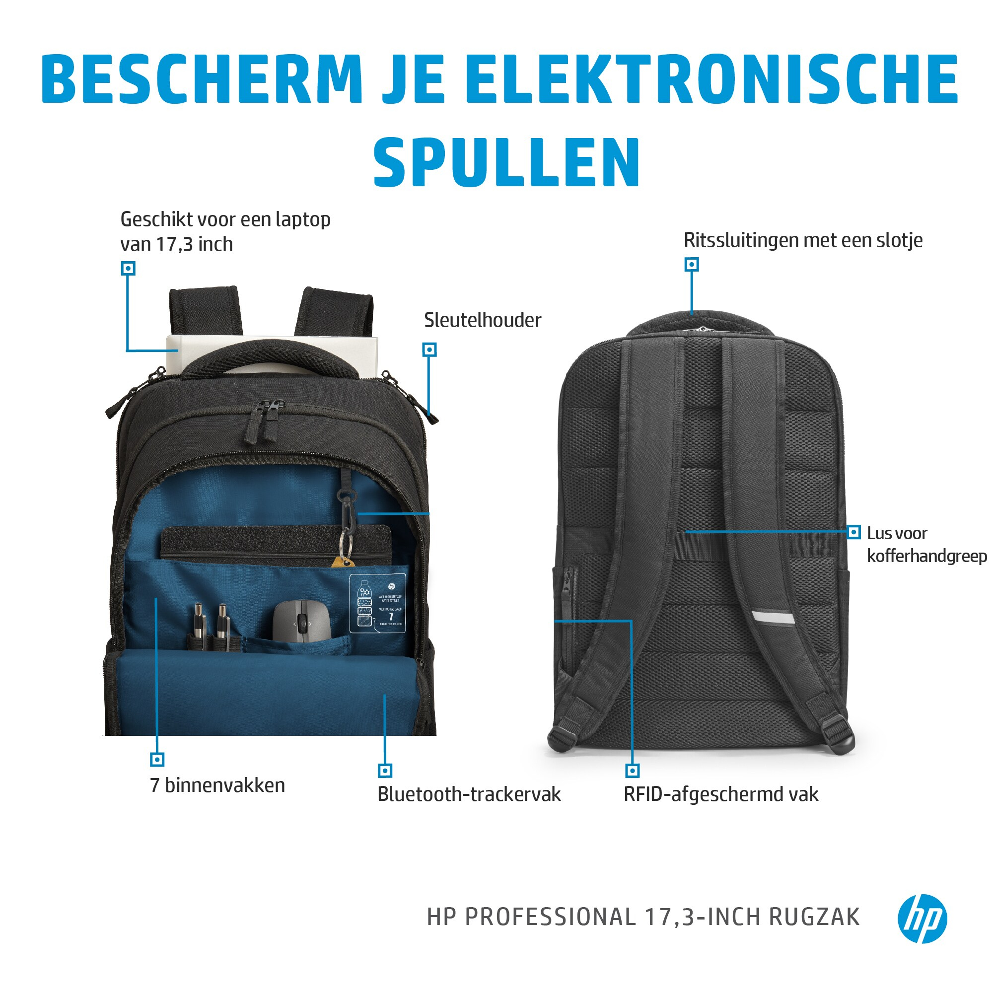 HP Professional 17,3-inch rugzak - Afbeelding 4