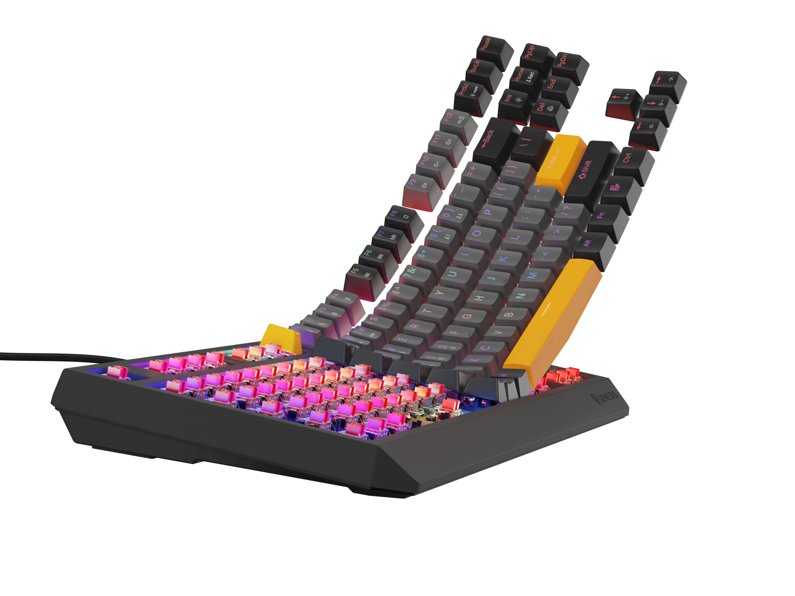 GENESIS Thor 230 TKL toetsenbord Gamen USB + RF Wireless + Bluetooth QWERTY Zwart, Grijs, Oranje - Afbeelding 8