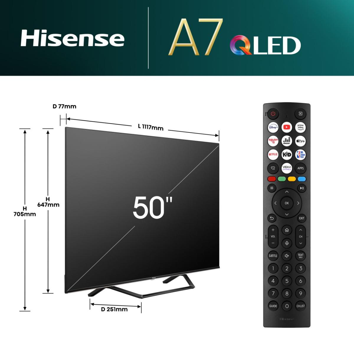 Hisense 50A7NQ tv 127 cm (50") 4K Ultra HD Smart TV Wifi Grijs 350 cd/m² - Afbeelding 2