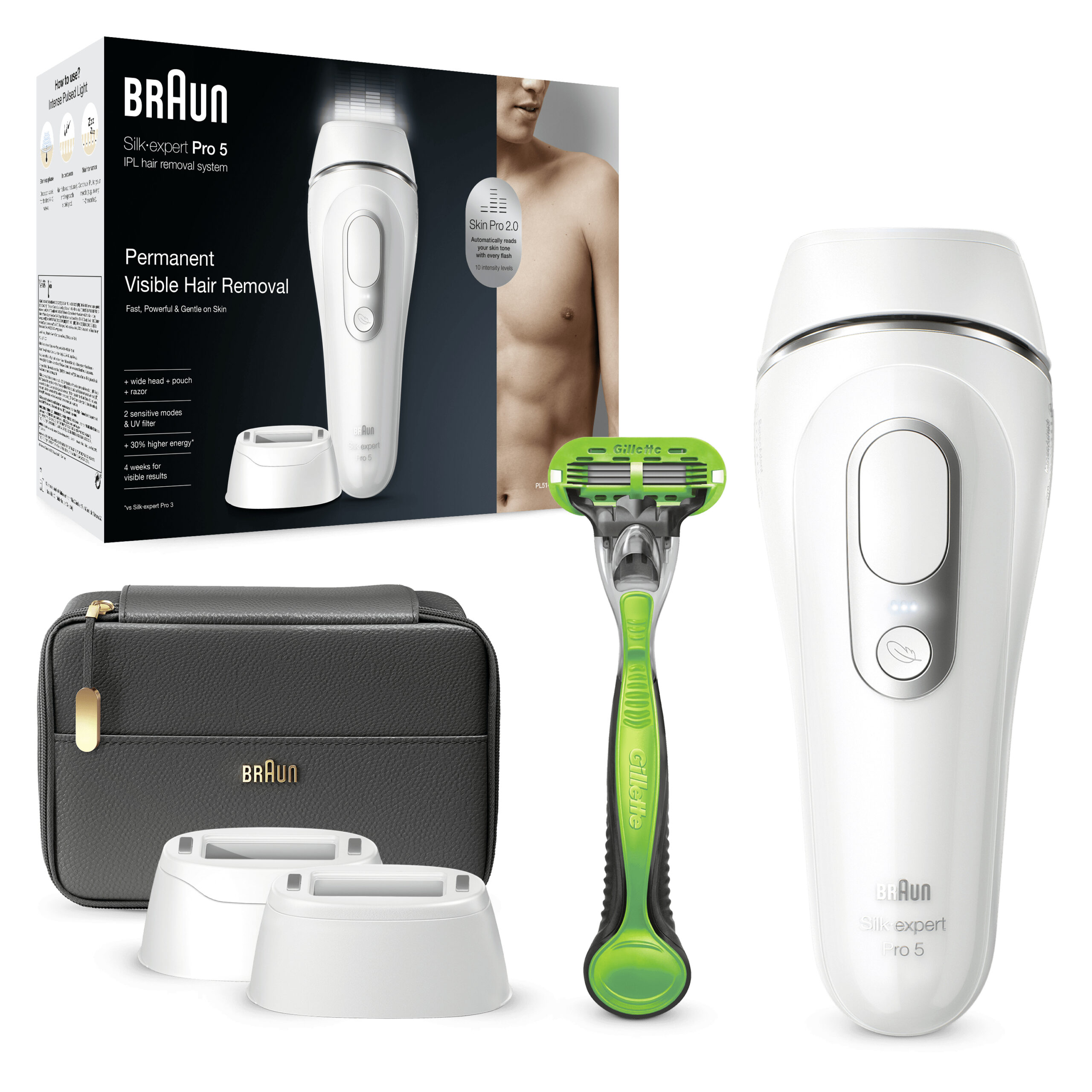Braun Silk-expert Pro Silk·expert Pro 5 PL5145 IPL Voor Mannen, Voor Blijvend Zichtbare Ontharing Thuis, Wit/Zilver - Afbeelding 3