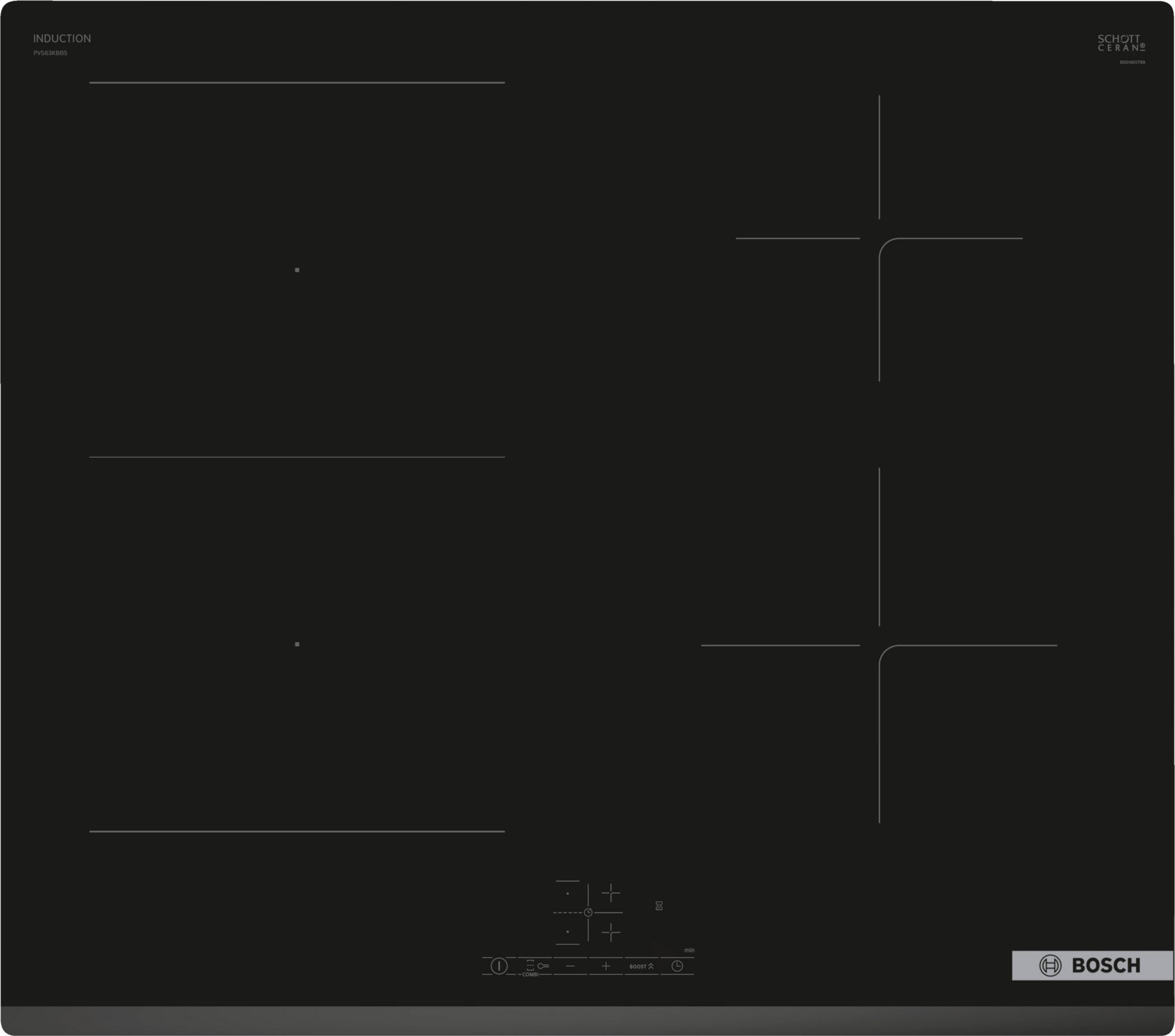 Bosch PVS63KBB5E kookplaat Zwart Ingebouwd Inductiekookplaat zones 4 zone(s)