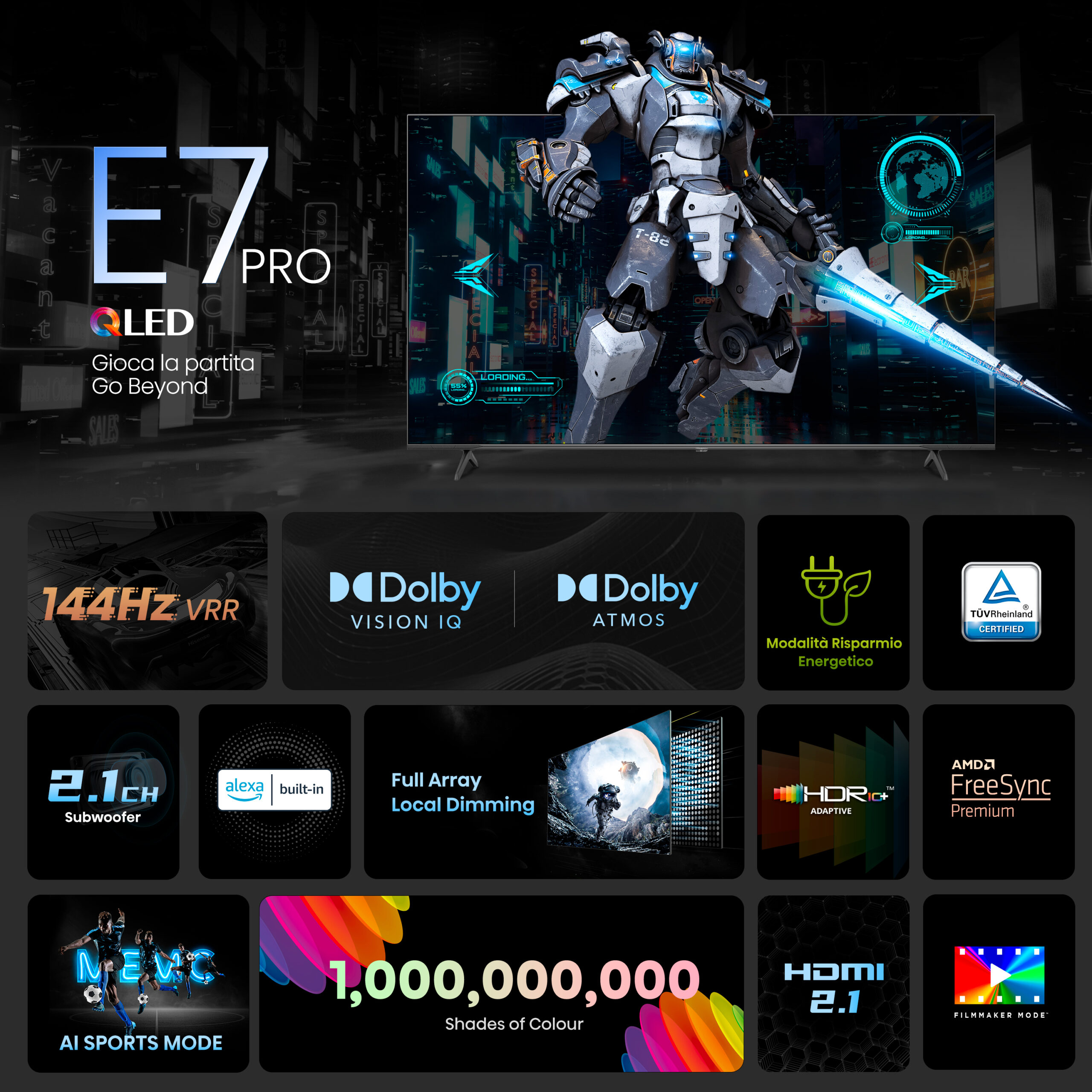 Hisense 4K QLED Smart TV 55E7NQ Pro (2024) 120HZ 55" - Afbeelding 10