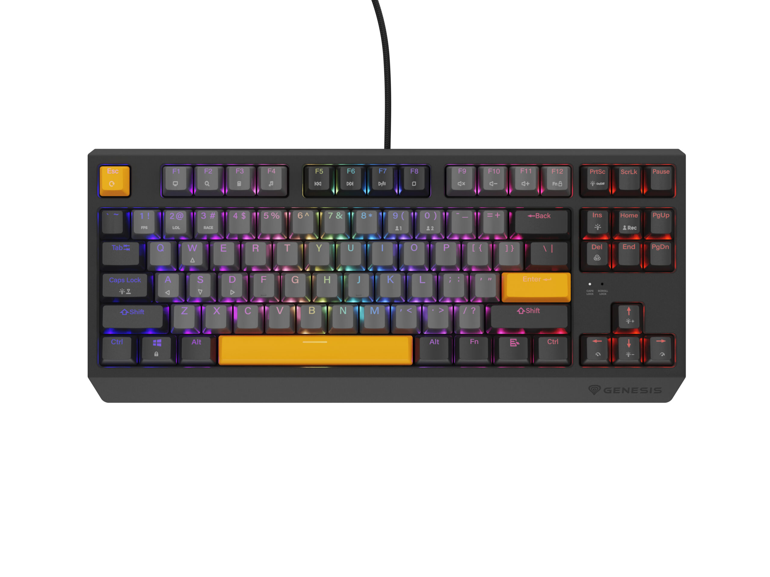 GENESIS Thor 230 TKL toetsenbord Gamen USB + RF Wireless + Bluetooth QWERTY Zwart, Grijs, Oranje - Afbeelding 3