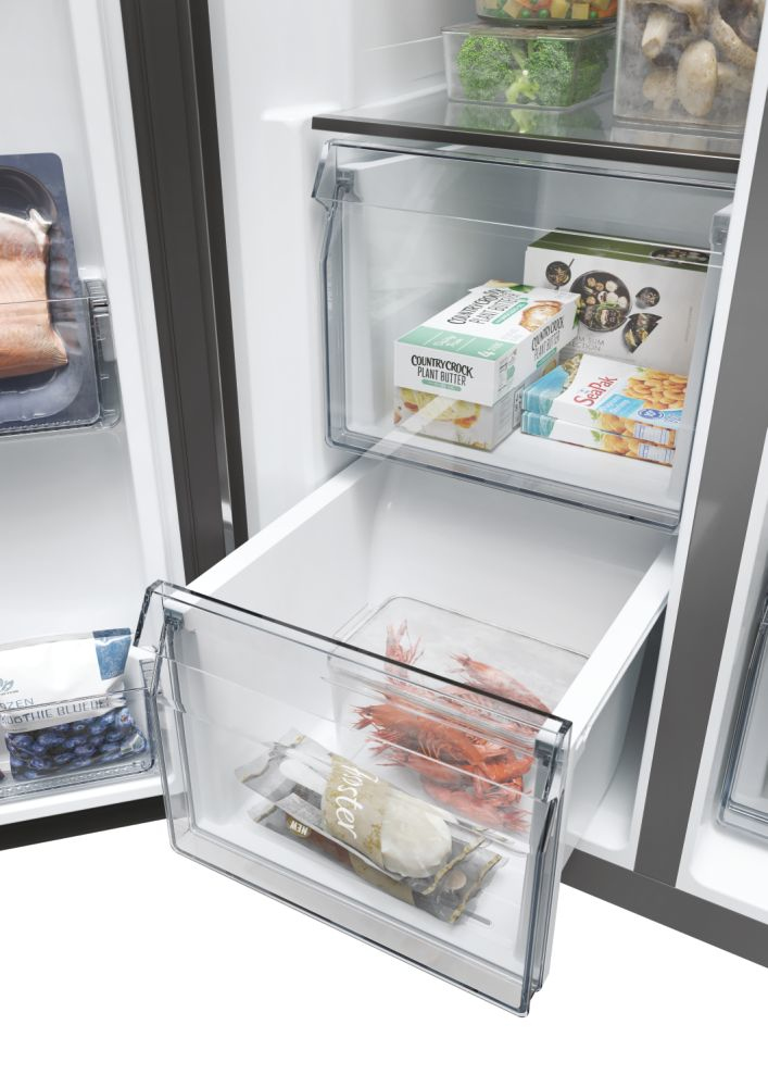 Haier SBS 90 Serie 5 HSW59F18EIMM amerikaanse koelkast Vrijstaand 601 l E Platina, Roestvrijstaal - Afbeelding 16