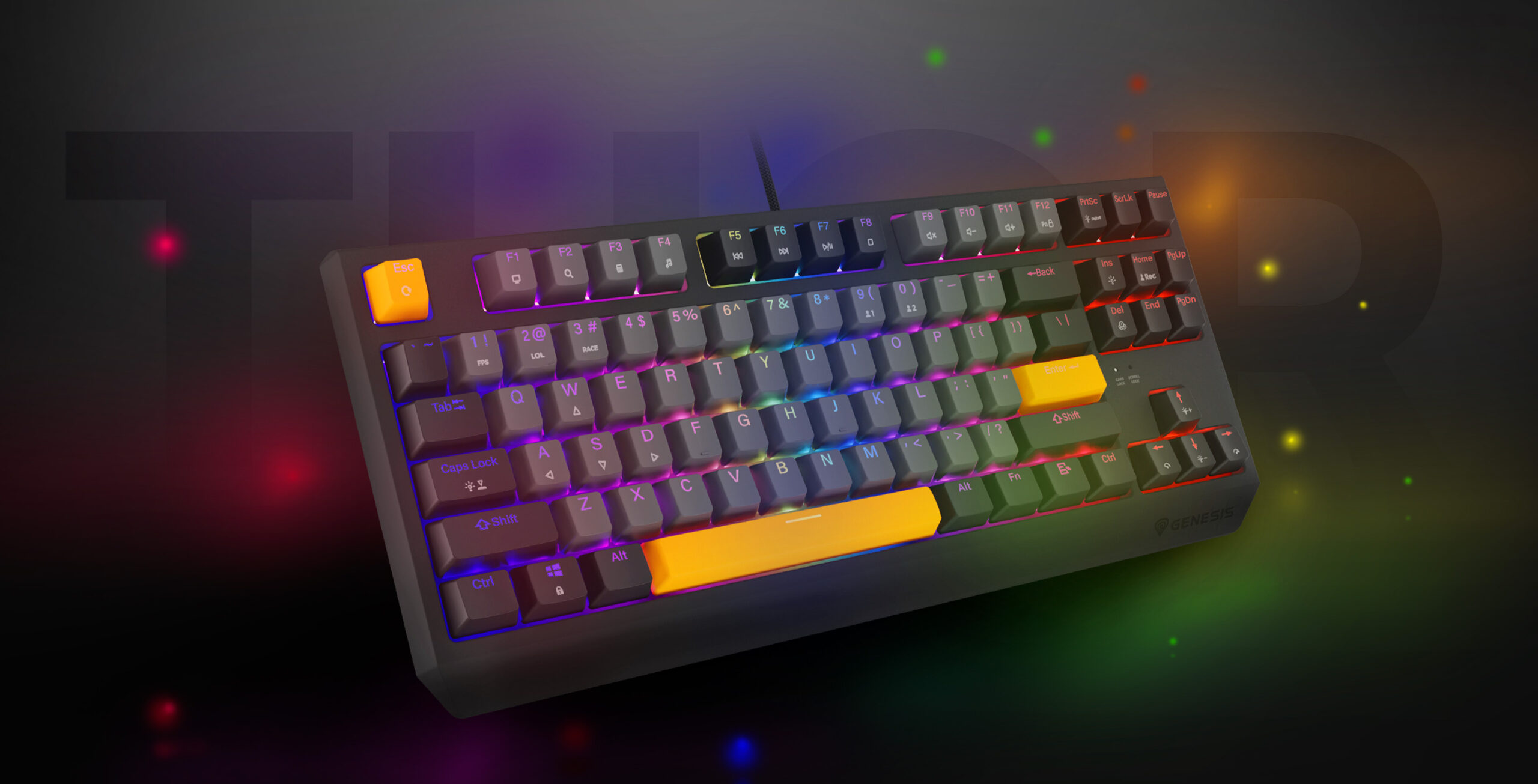 GENESIS Thor 230 TKL toetsenbord Gamen USB + RF Wireless + Bluetooth QWERTY Zwart, Grijs, Oranje - Afbeelding 19
