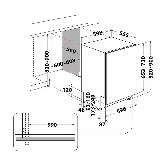 Indesit D2I HD526 A Ingebouwd 14 couverts E - Afbeelding 3