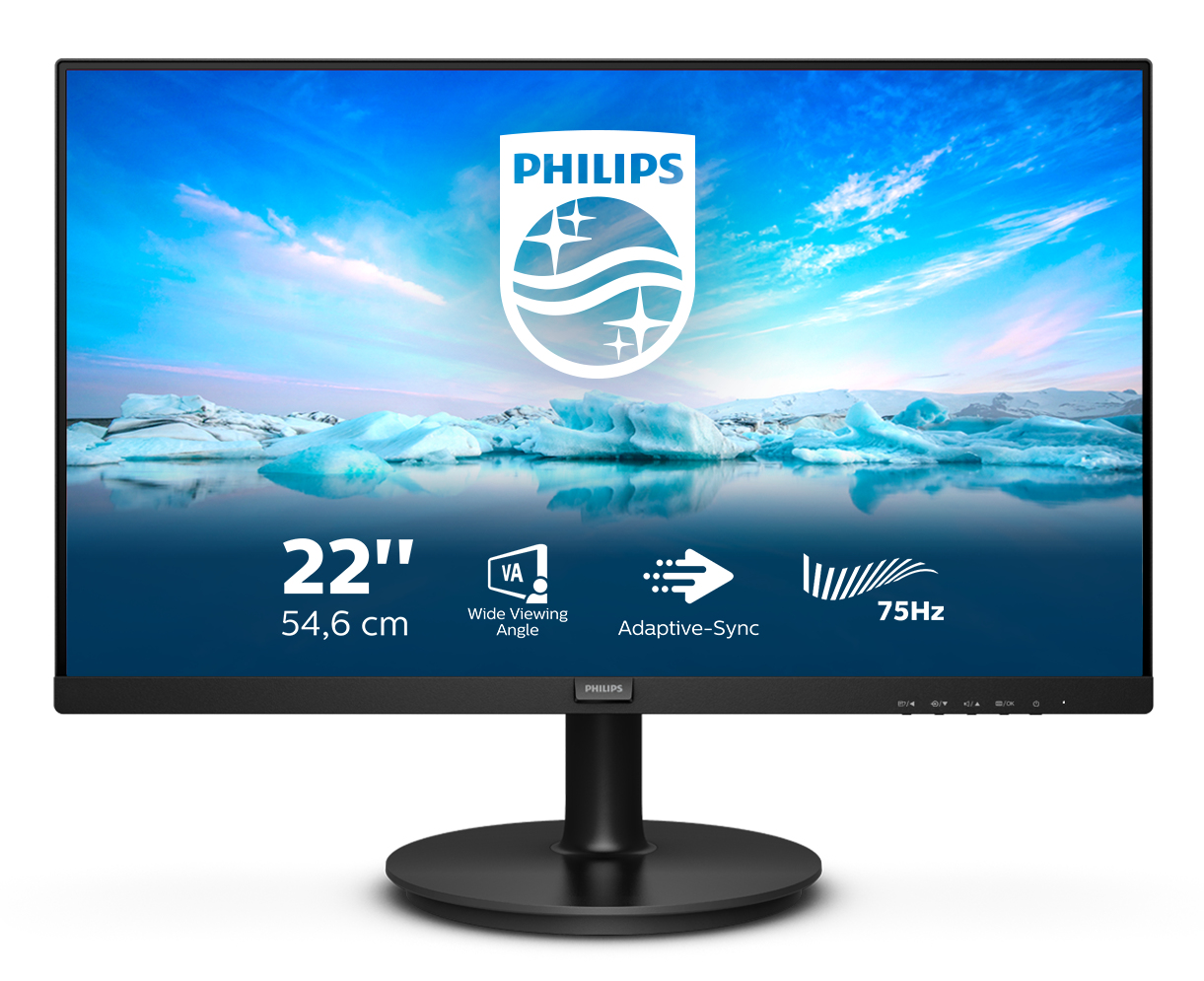 Philips V Line 222V8LA/00 computer monitor 54,6 cm (21.5") 1920 x 1080 Pixels Full HD LCD Zwart - Afbeelding 2