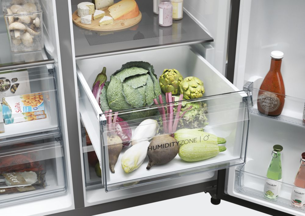 Haier SBS 90 Serie 5 HSW59F18EIMM amerikaanse koelkast Vrijstaand 601 l E Platina, Roestvrijstaal - Afbeelding 11