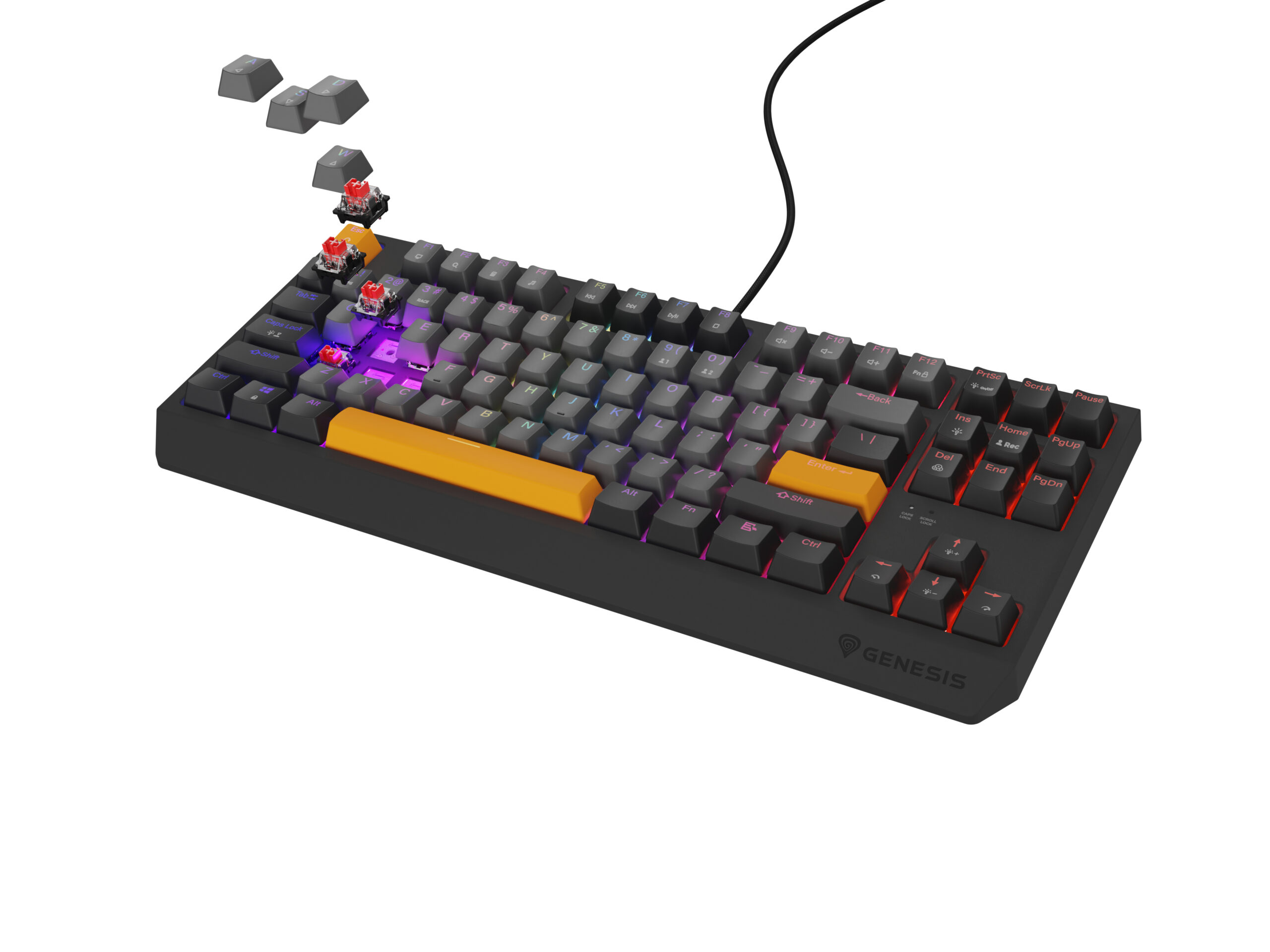 GENESIS Thor 230 TKL toetsenbord Gamen USB + RF Wireless + Bluetooth QWERTY Zwart, Grijs, Oranje - Afbeelding 2